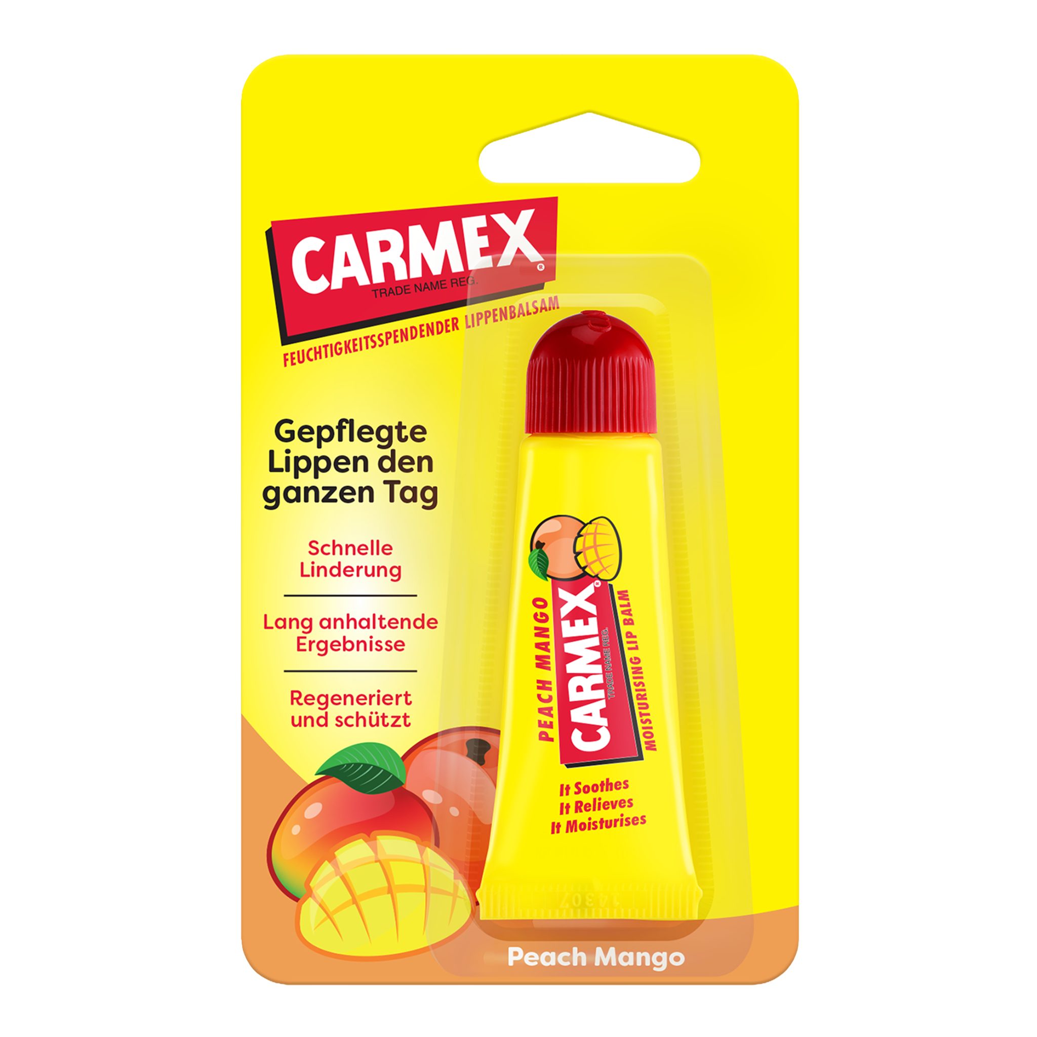 Carmex Lippenpflegestift Carmex Peach Mango Tube - Lippenpflege für trockene Lippen - 10g