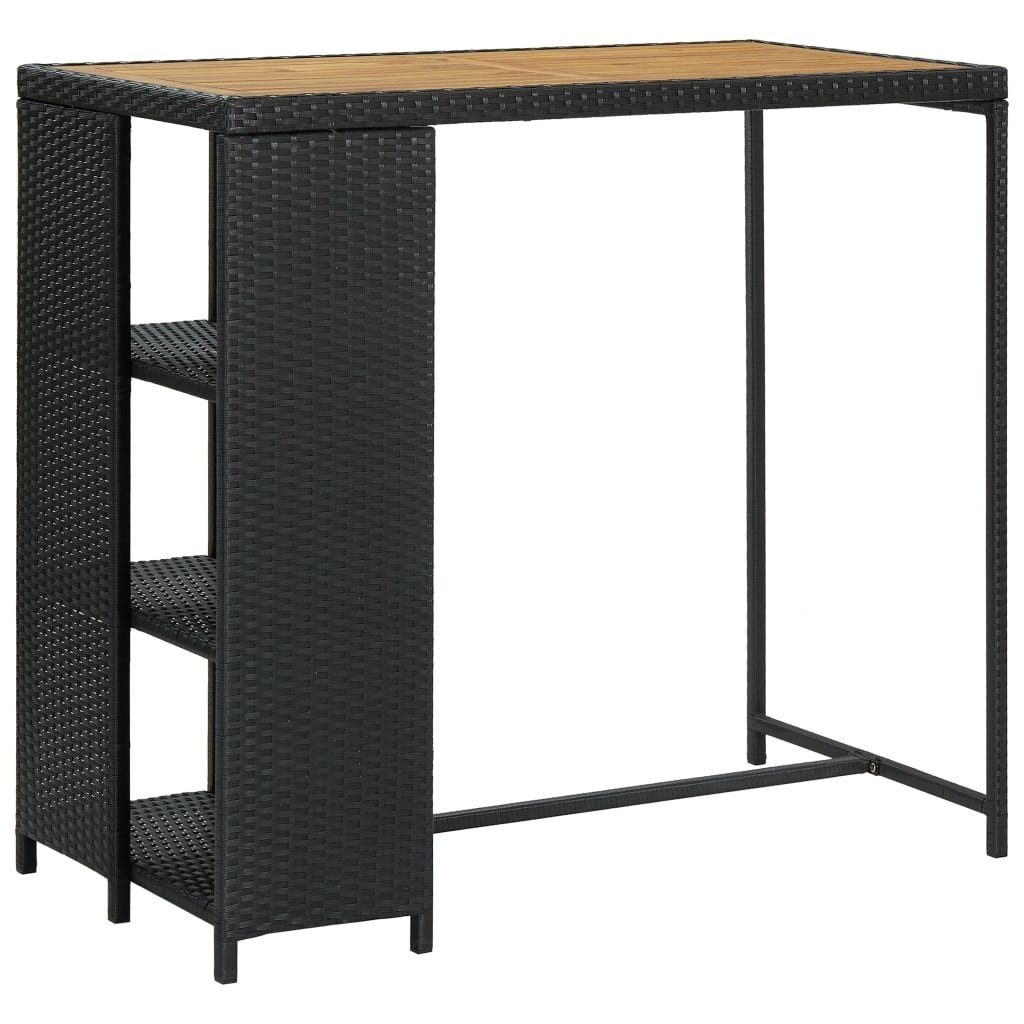 furnicato Stehtisch Bartisch mit Regal Schwarz 120x60x110 cm Poly Rattan (1-St)
