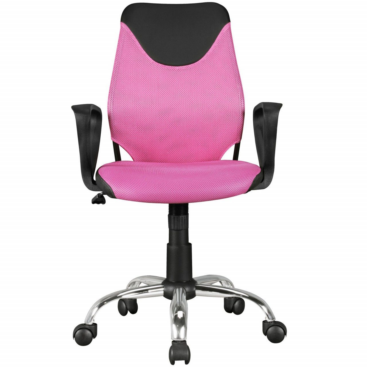 furnicato Bürostuhl Kinder-Schreibtischstuhl KiKa Schwarz Pink für Kinder  ab 6 mit Lehne, Kinder-Drehstuhl