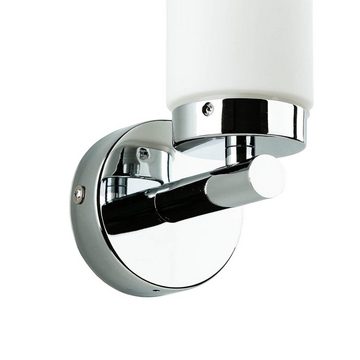 Licht-Erlebnisse Wandleuchte LUXOR, ohne Leuchtmittel, Badlampe Spiegel Glas Metall in Chrom Weiß klein Modern E14 Wandlampe
