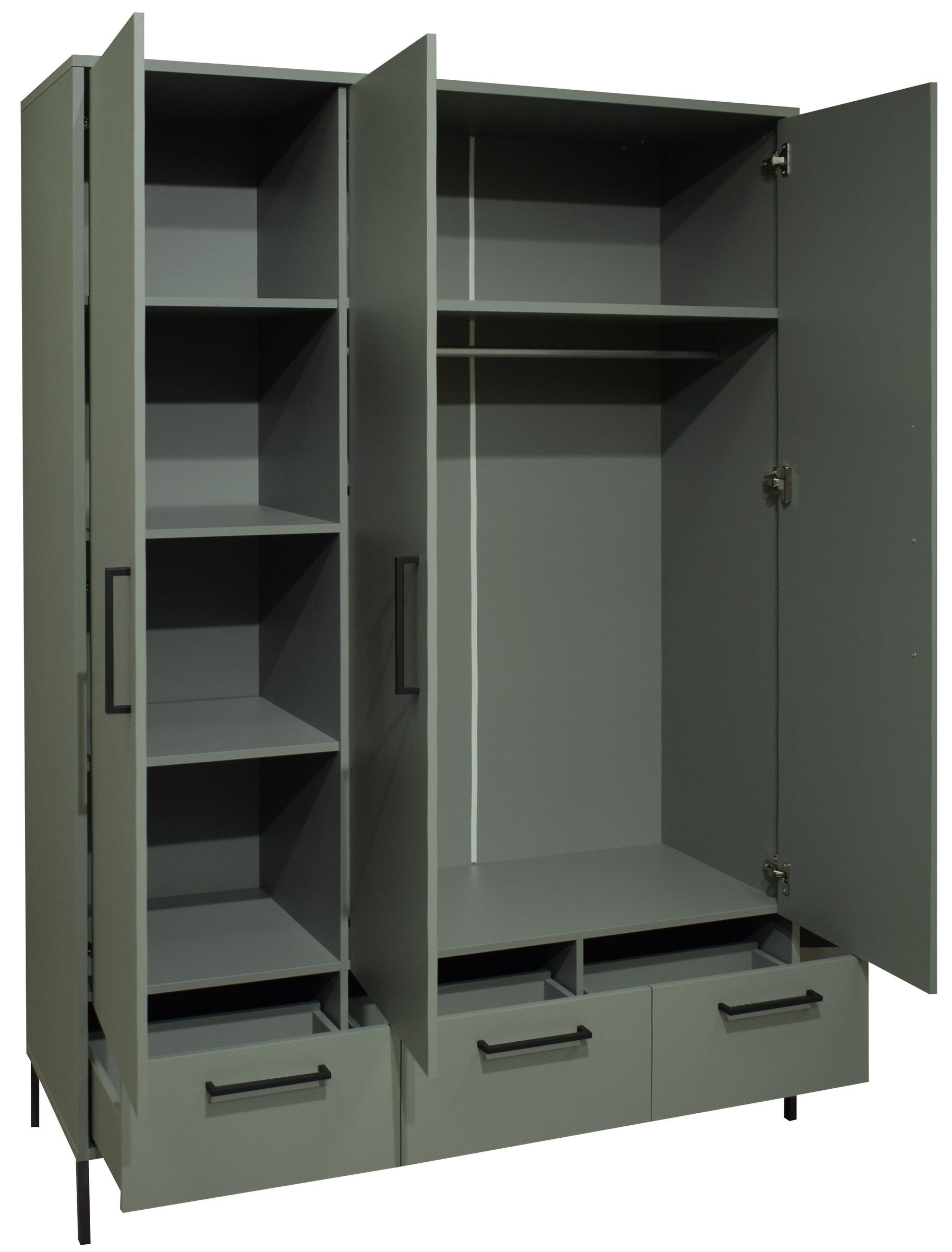 freiraum Kleiderschrank Ole in pine green matt - 148x195x51cm (BxHxT)