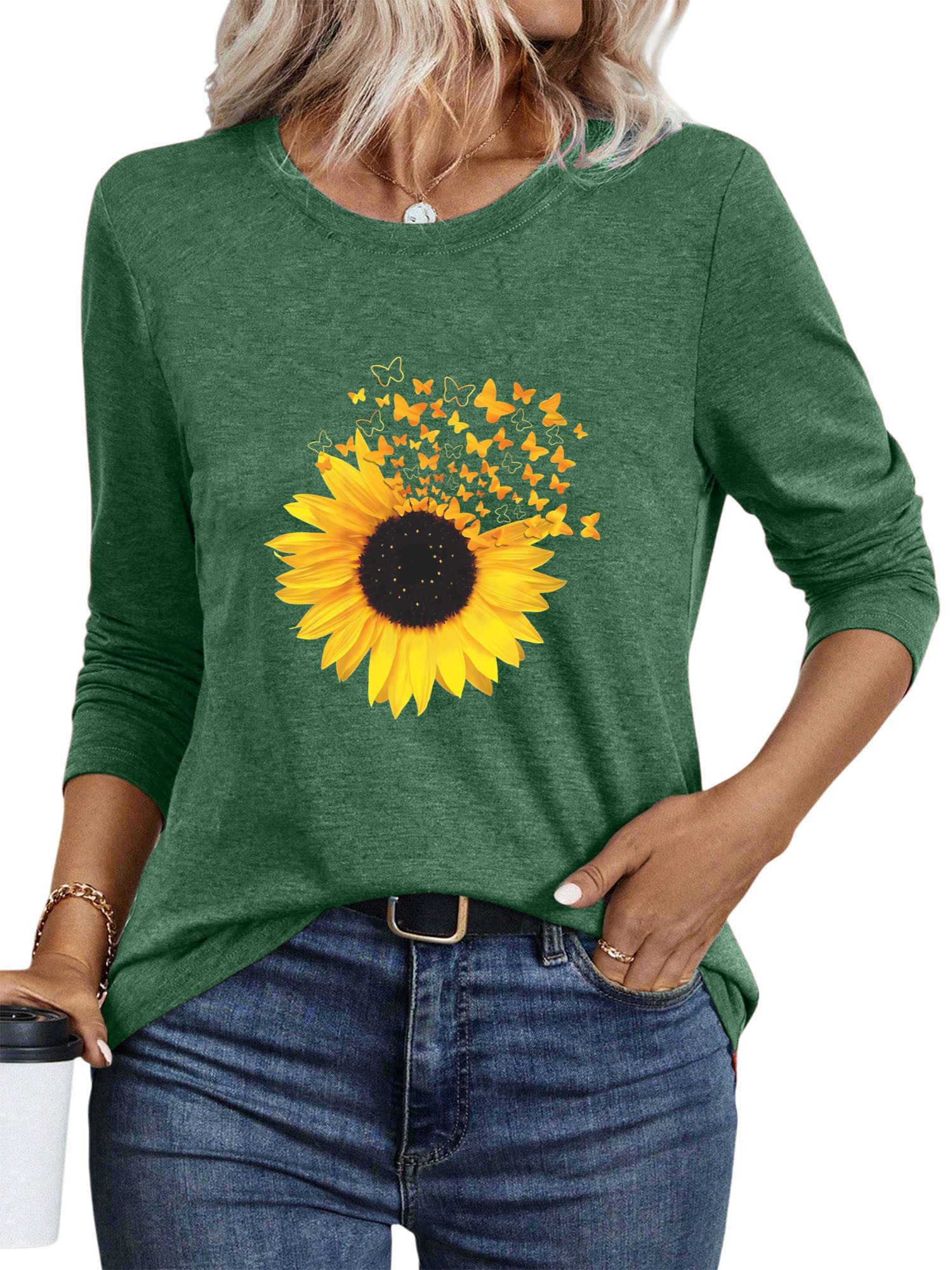 PYLIKE Langarmshirt Bequemes Shirt Damen Langarm günstig online kaufen