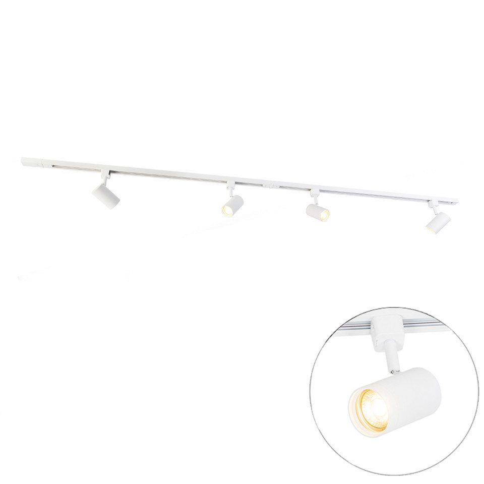 Qazqa Schienensystem-Sets Jeana, ohne Leuchtmittel, Warmweiß, QAZQA Schienen­leuchte, gu10, Weiß, Stahl, Modern