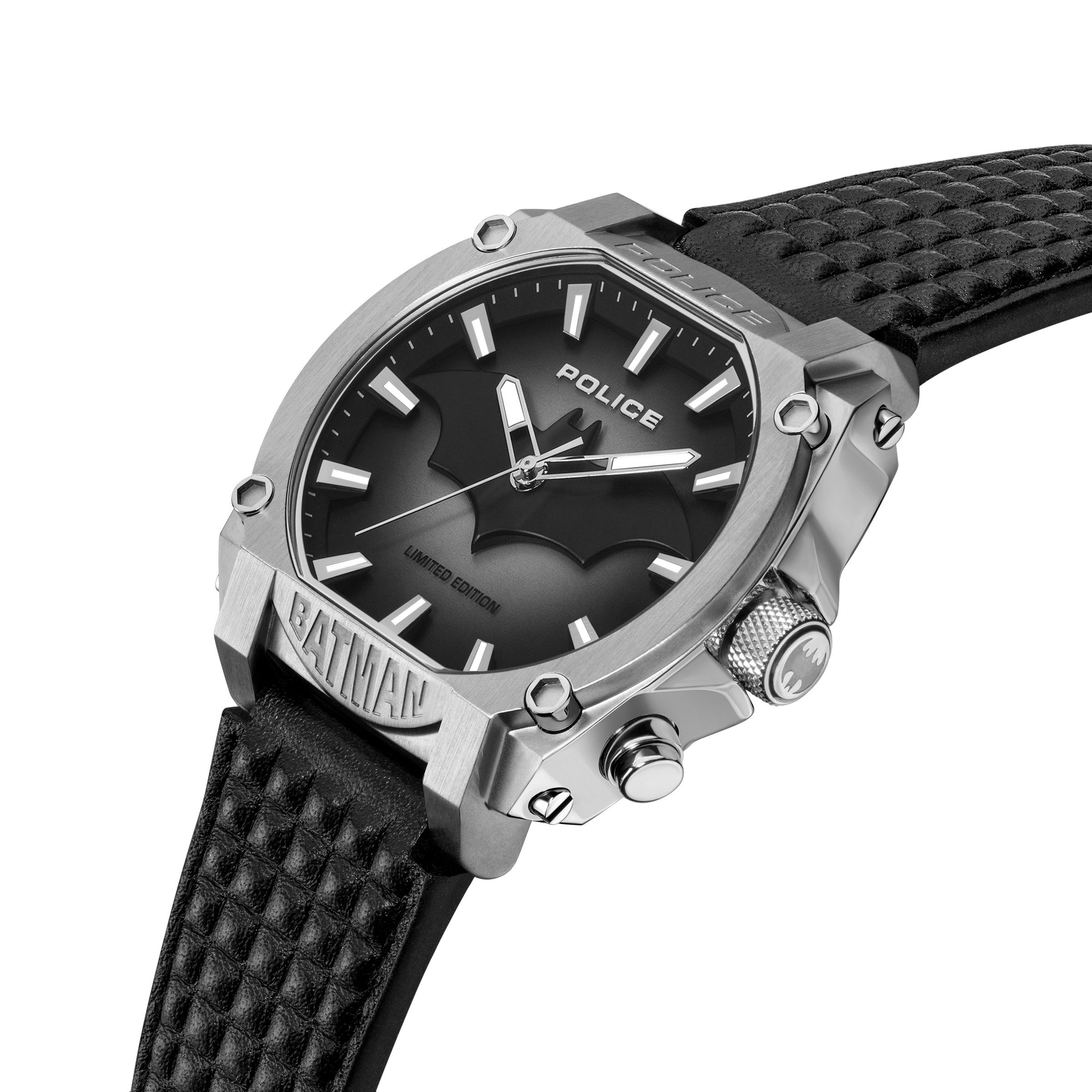 Police Quarzuhr Batman PEWGD0022603, Armbanduhr, Herrenuhr, Lederarmband, analog