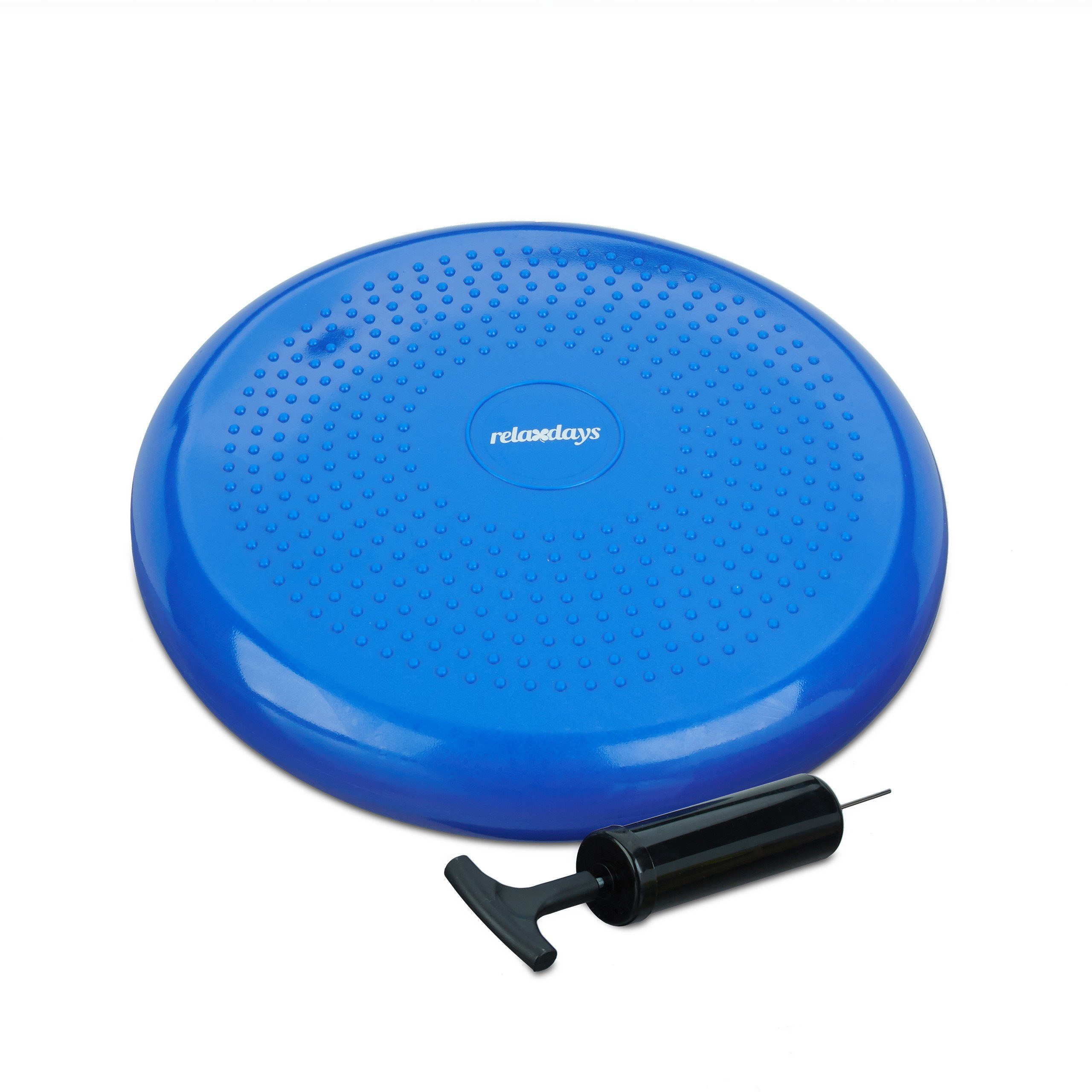 relaxdays Ballsitzkissen Balance Kissen 33 cm mit Luftpumpe, blau