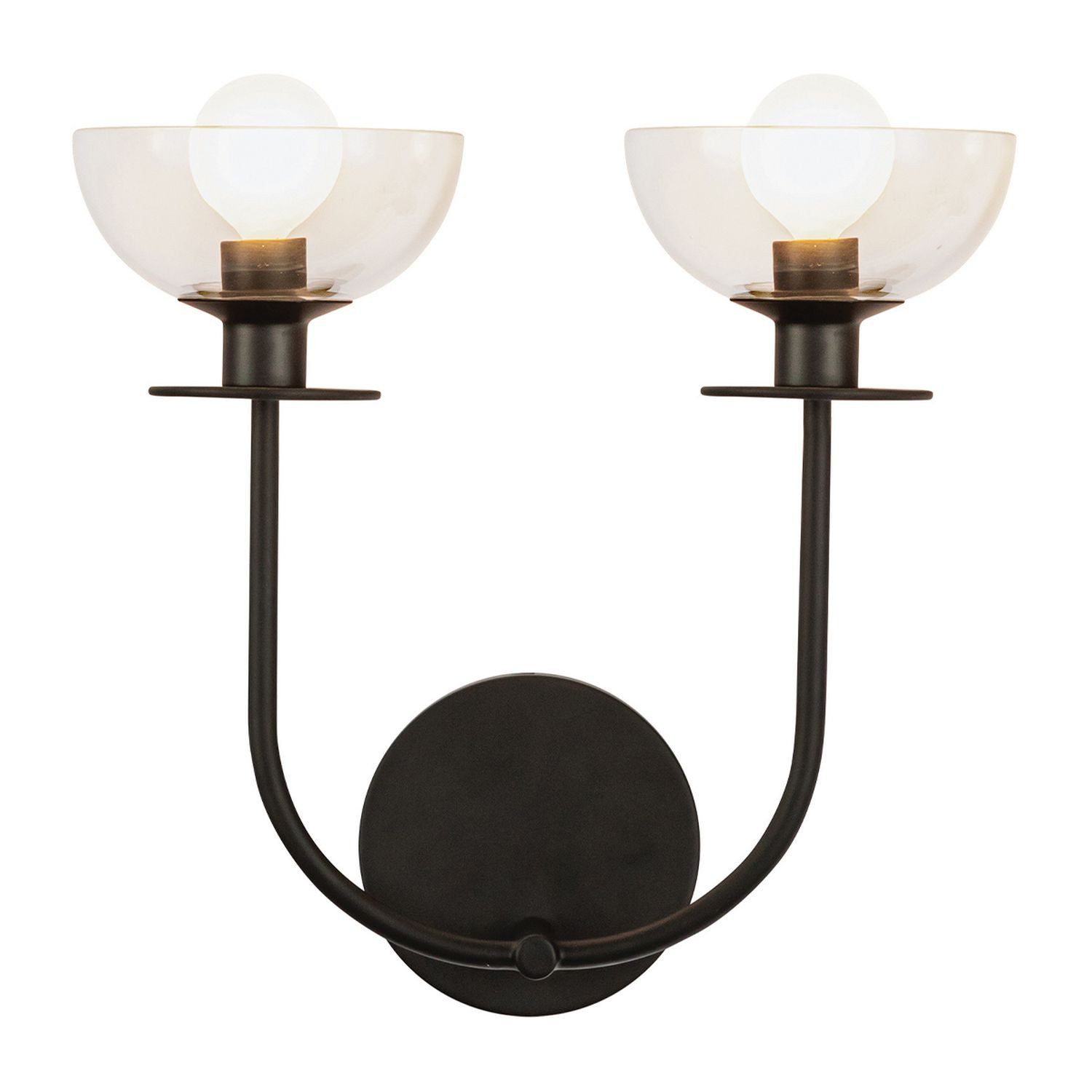 Licht-Erlebnisse Wandleuchte SOREN, ohne Leuchtmittel, Glas Metall E14 B: 30,5 cm Schwarz 2-flammig Modern Wandleuchte