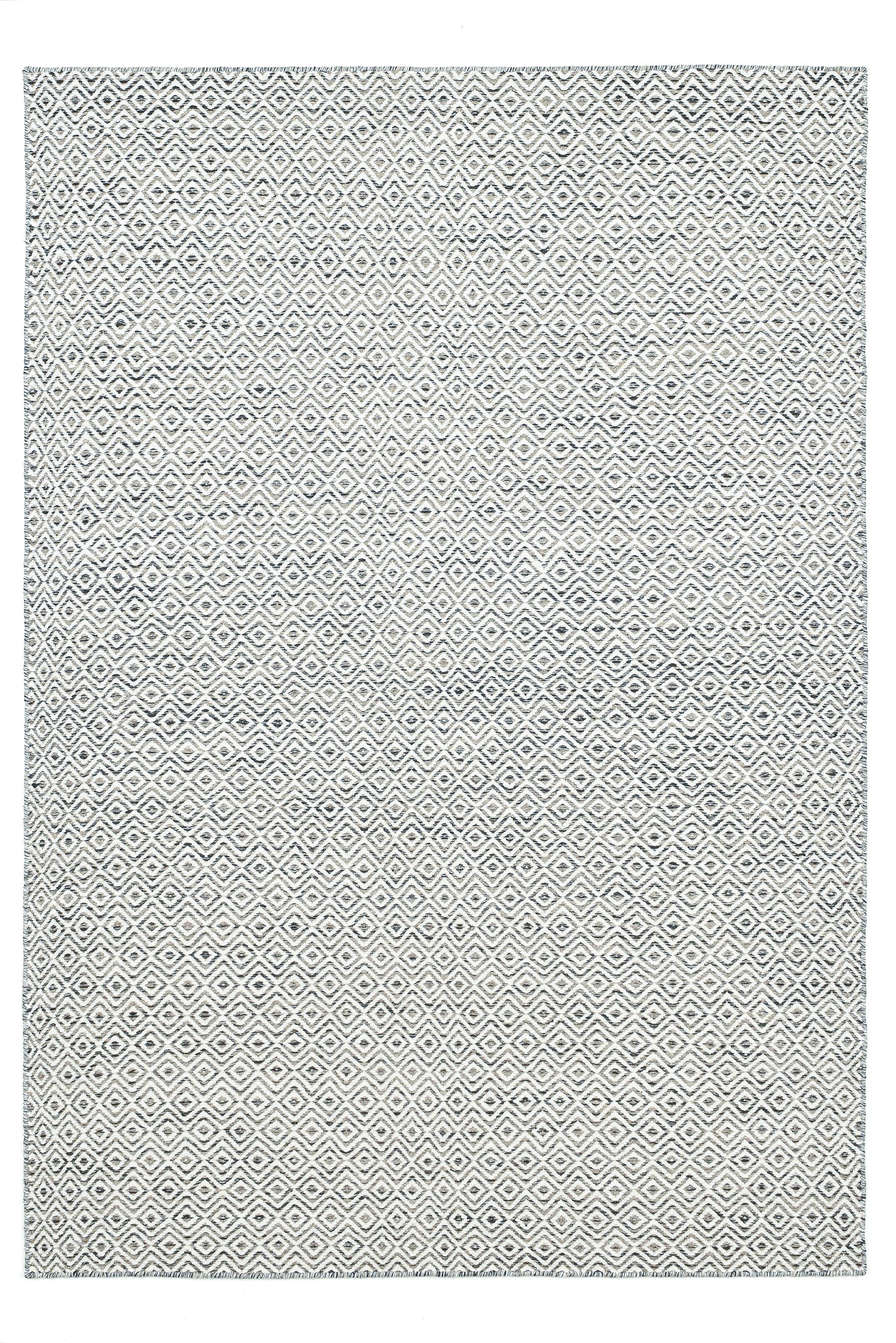 THEKO Wollteppich Trondheim PO-502, rechteckig, Höhe: 10 mm, Handweb Teppich, Flachgewebe, reine Wolle, handgewebt, Rauten Muster