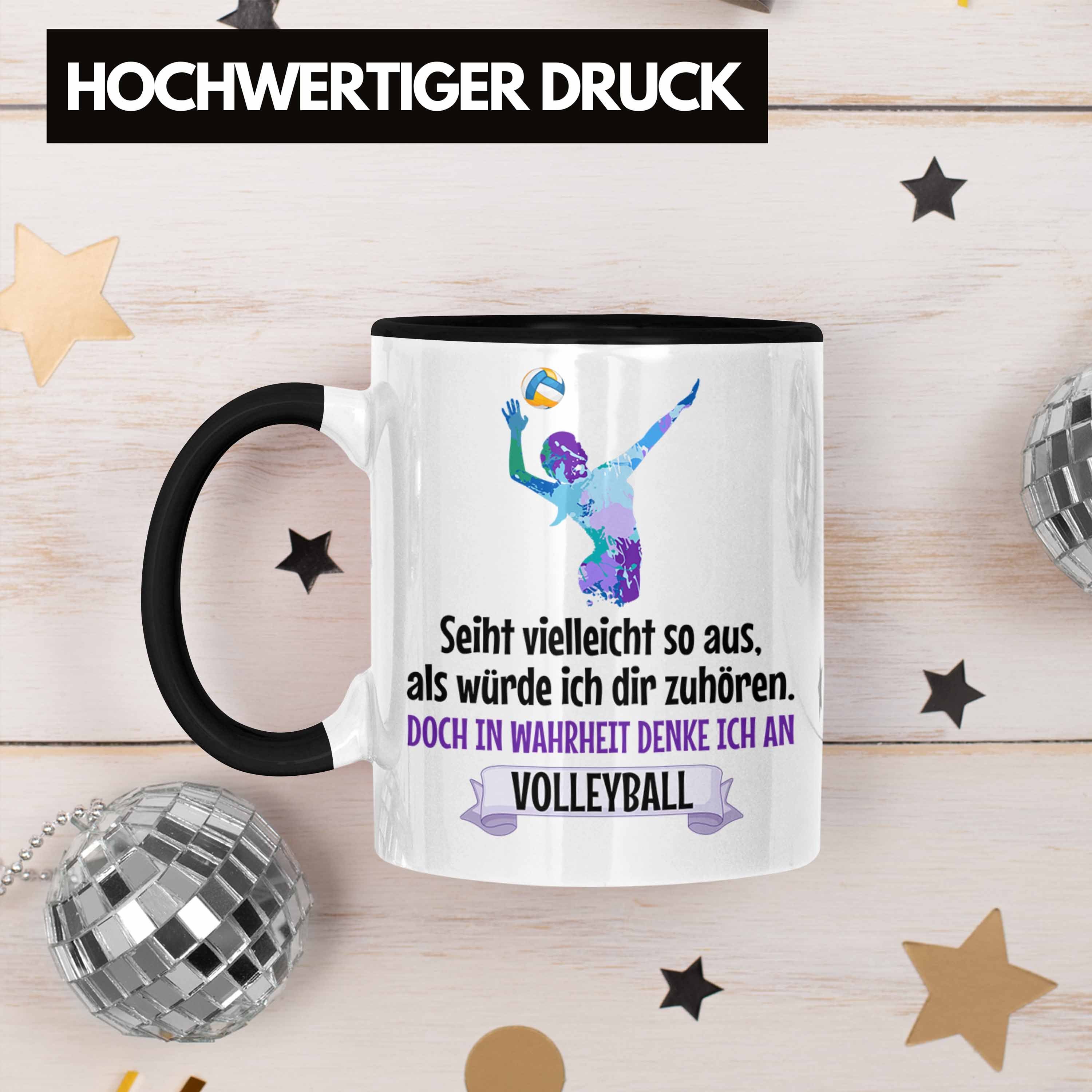 Trendation Tasse Trendation - Volleyball Schwarz Herren Tasse Volleyball-Spieler Coach Kaffee Geschenk Zubehör Spielerin Mädchen