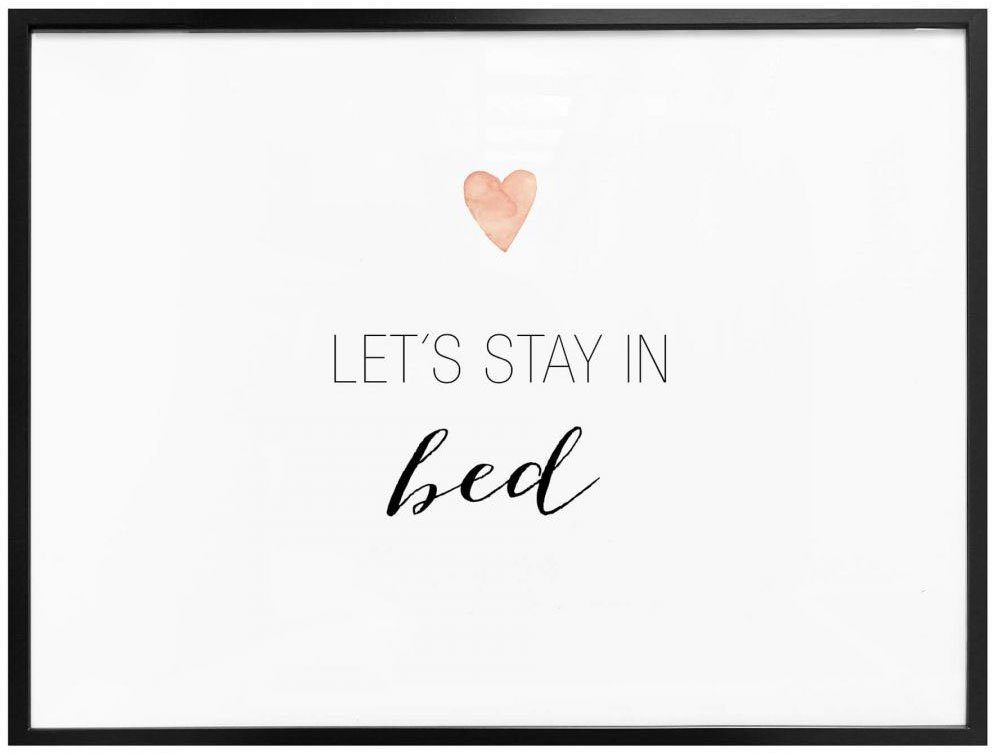 bed, Let's (1 Wandbild, St), in Poster Bild, stay Poster, Wall-Art Schriftzug Wandposter