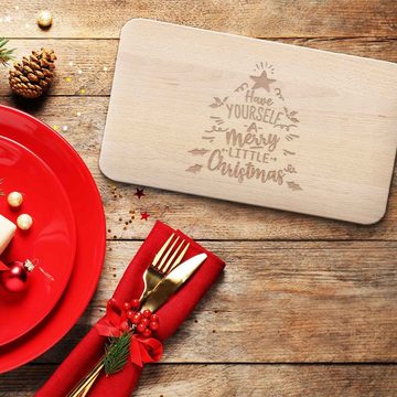 GRAVURZEILE Schneidebrett mit Gravur - Have yourself a merry little Christmas - Frühstücksbrett, Buchenholz, Geschenk zu Weihnachten für Freunde & Familie