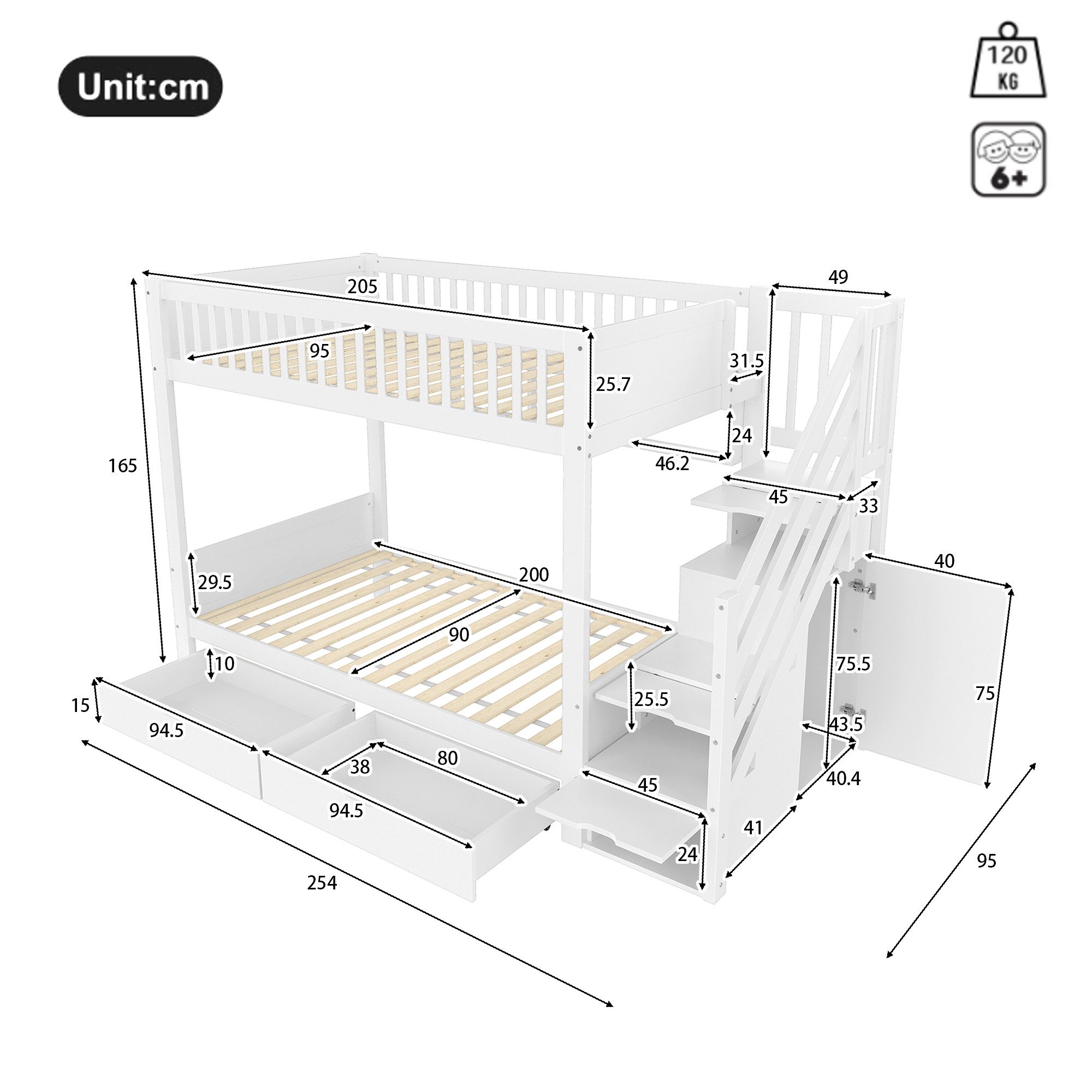 TavilaEcon Etagenbett mit Kleiderschrank & Stauraum, günstig online kaufen