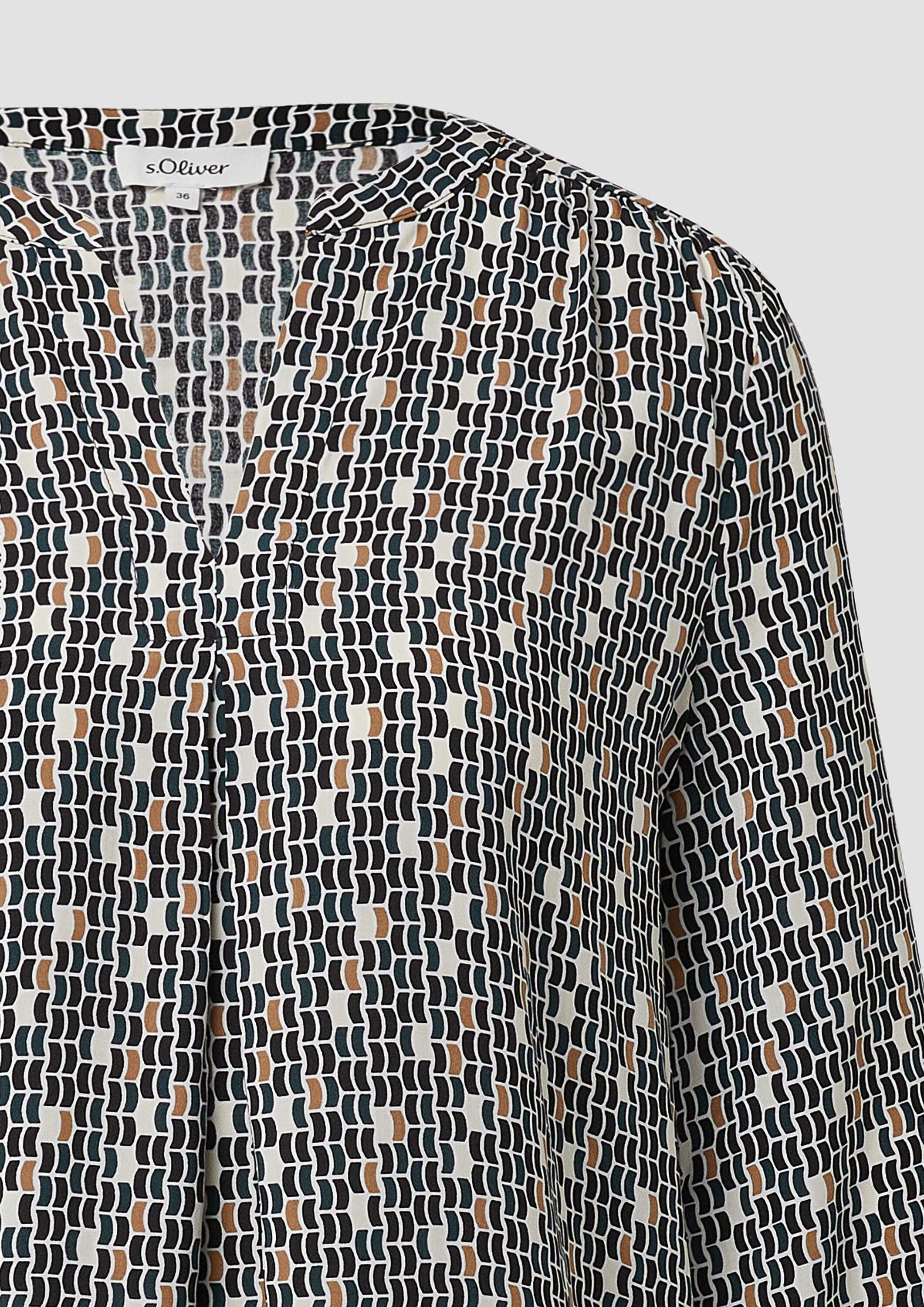 s.Oliver Langarmbluse Bluse Bluse aus Viskose mit All-over-Print