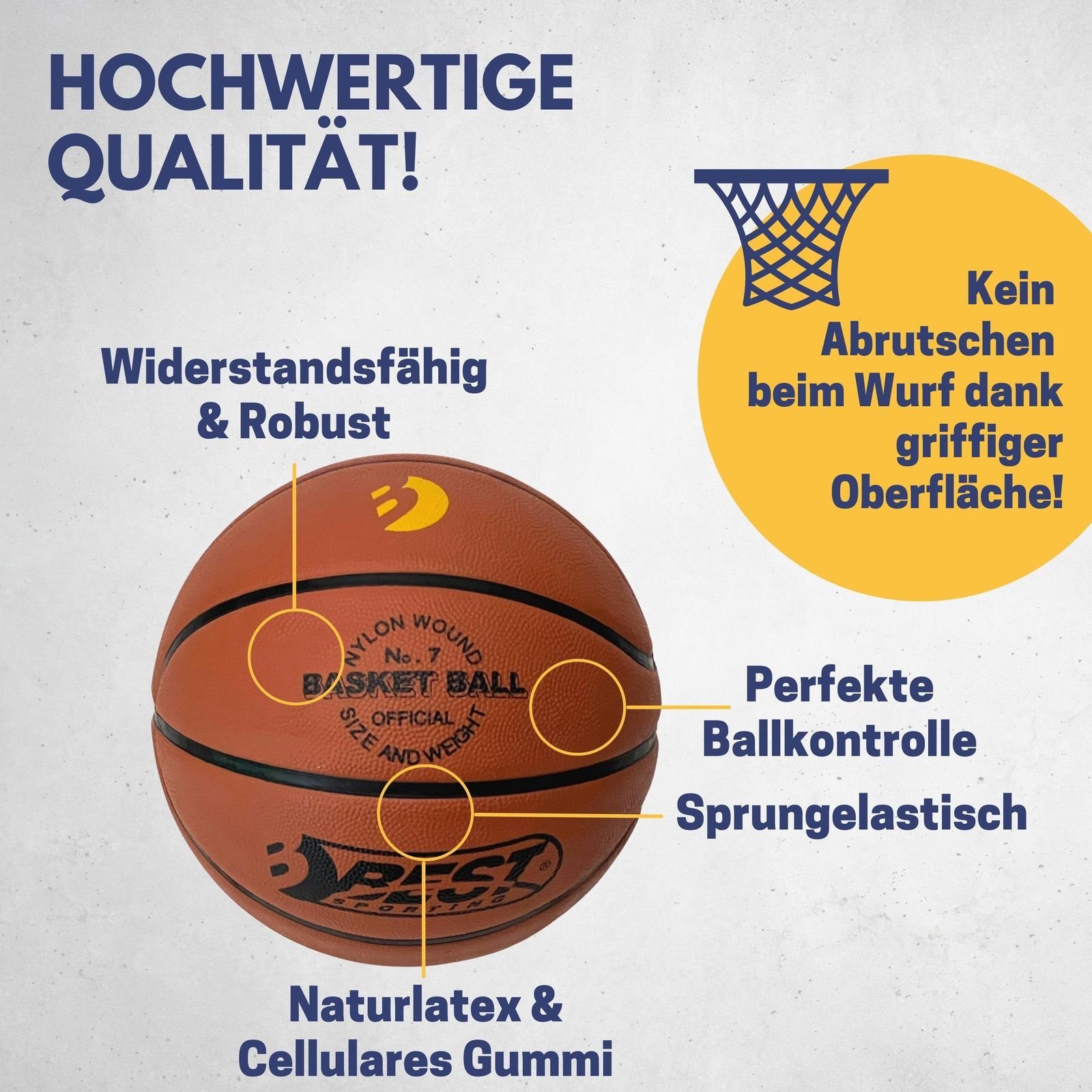 Best Sporting Spielball Hochwertiger Basketball Outdoor Größe 7, Basketball mit offiziellem Gewicht & Größe