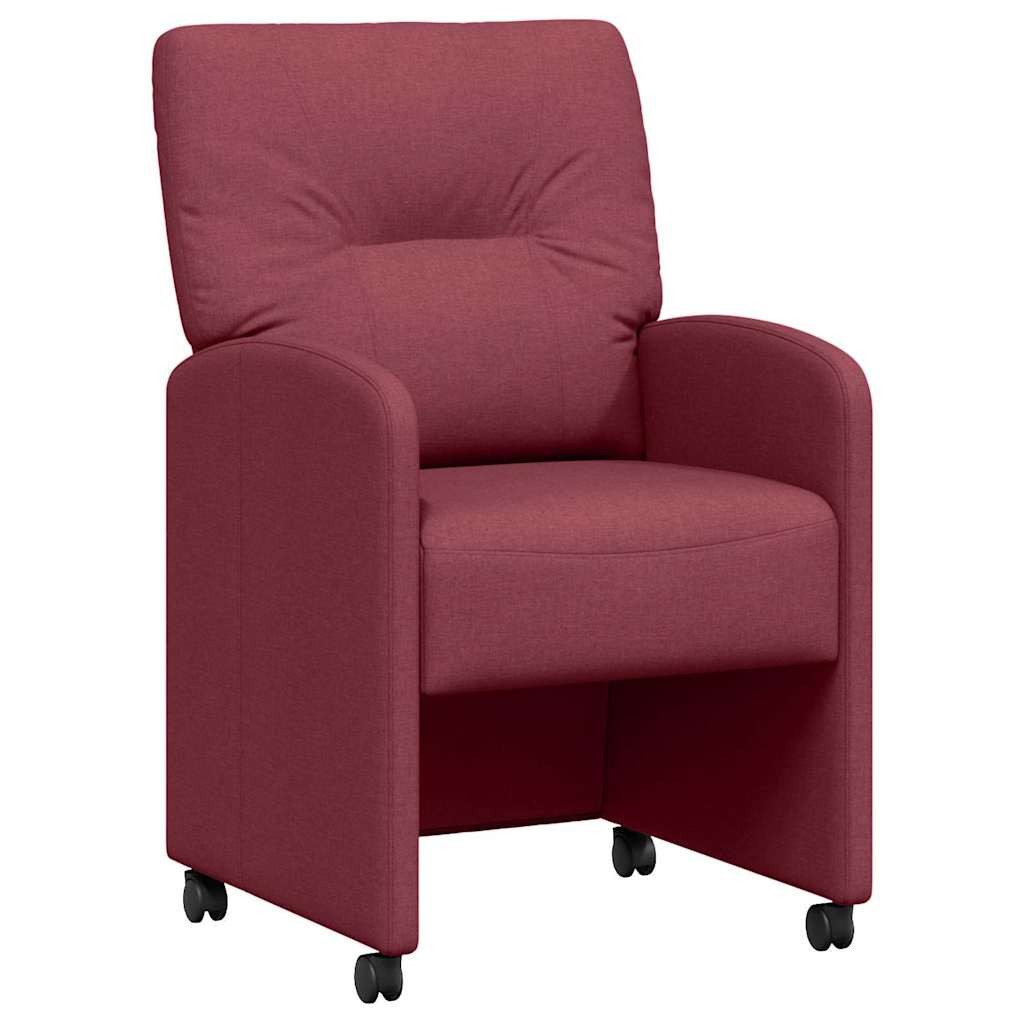 Esszimmerstuhl Esszimmerstühle mit Rollen 2 stk. Stoff Weinrot 57 x 67 x 95 cm