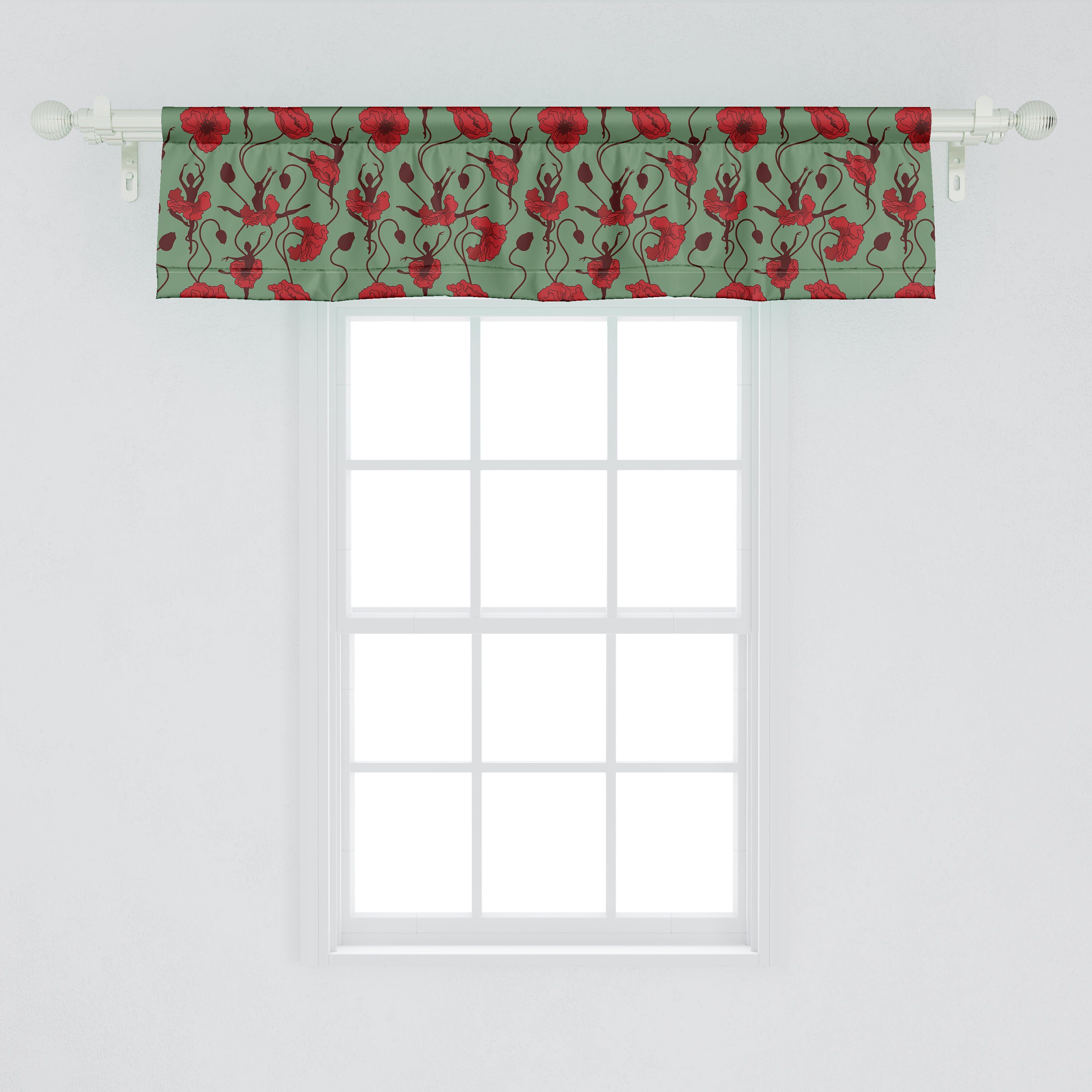 Scheibengardine Vorhang Blumengesteck Stangentasche, Mohn für Volant Schlafzimmer Tanz mit Abakuhaus, Microfaser, Küche Dekor
