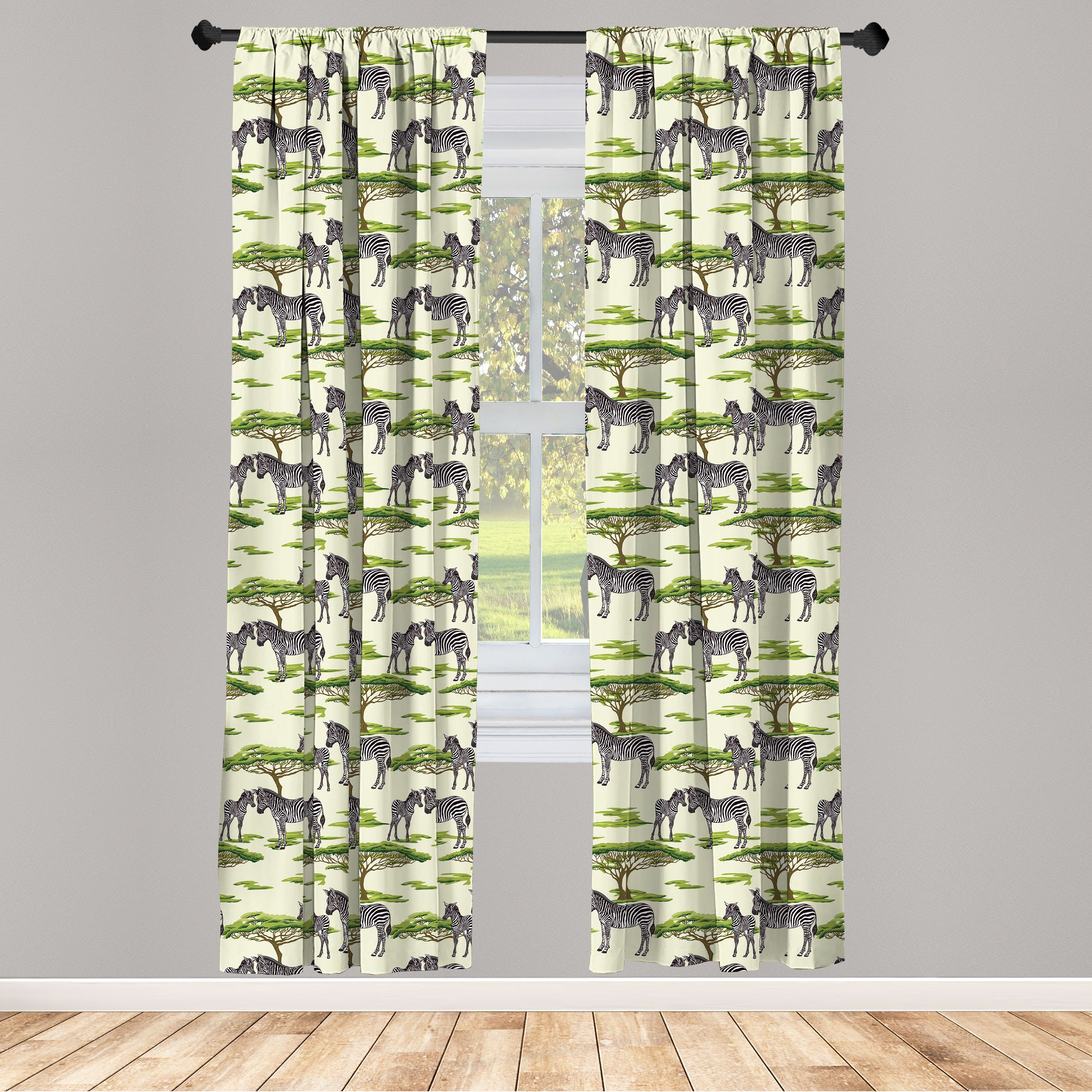 Gardine Vorhang für Wohnzimmer Schlafzimmer Dekor, Abakuhaus, Microfaser, Zebra Wildlife Tiere in einem Wald