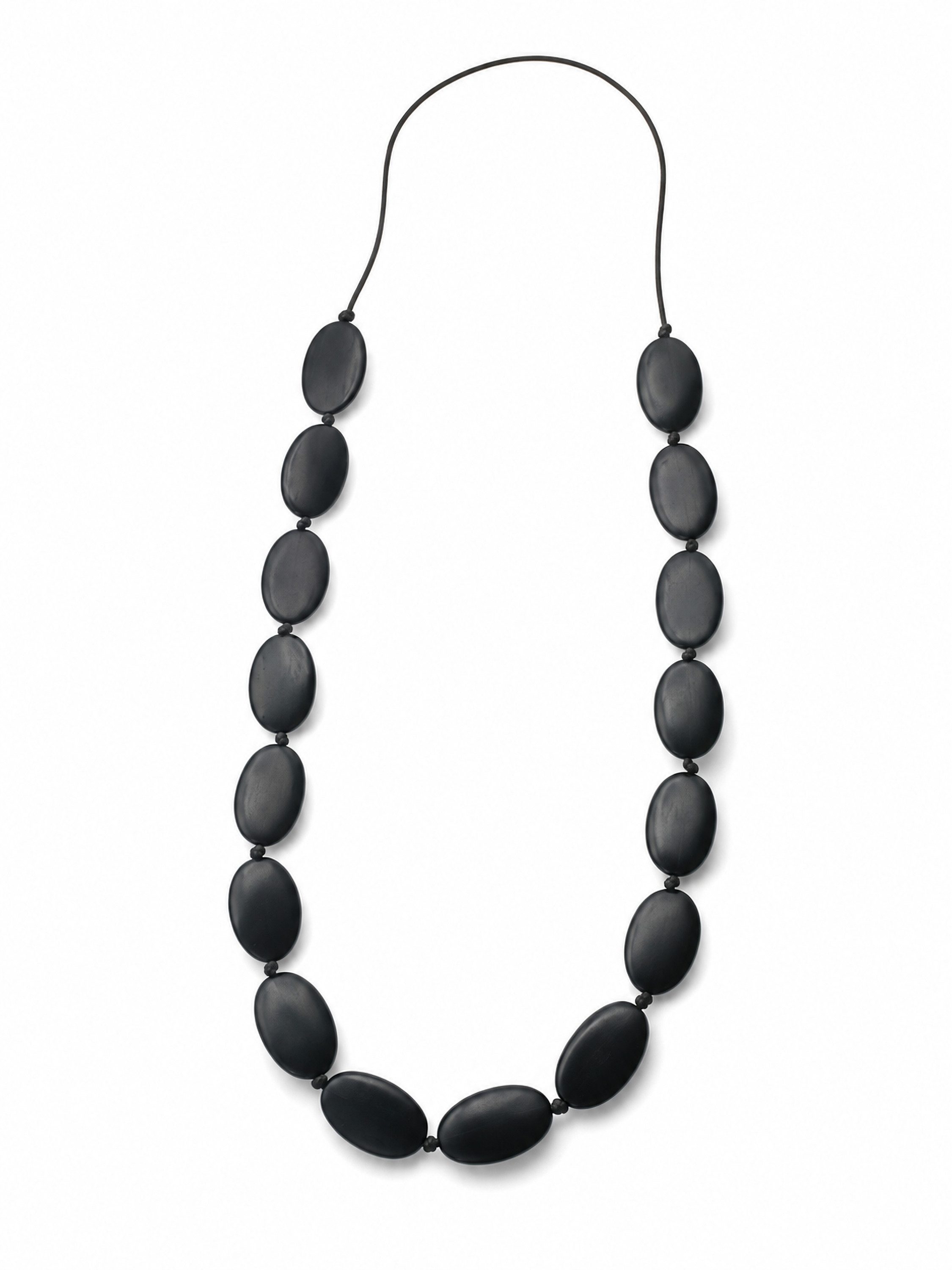 COLLEZIONE ALESSANDRO Lange Kette Charu, flache Holzperlen