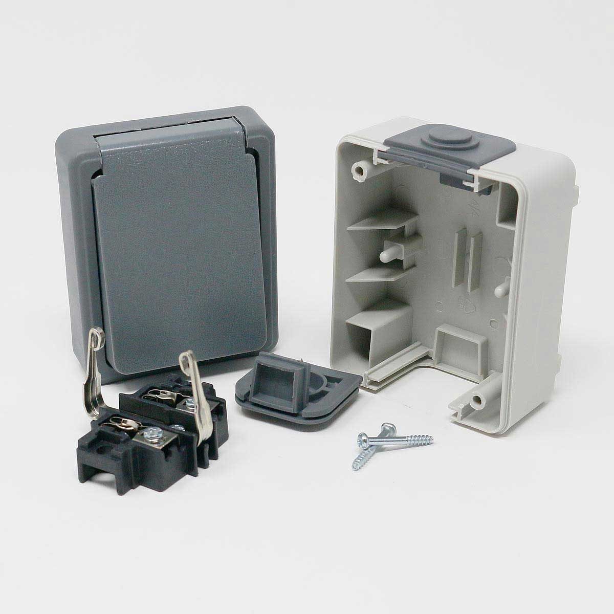 McPower Aufputz-Steckdose Feuchtraum Set "SECURE Waschraum", grau, IP44