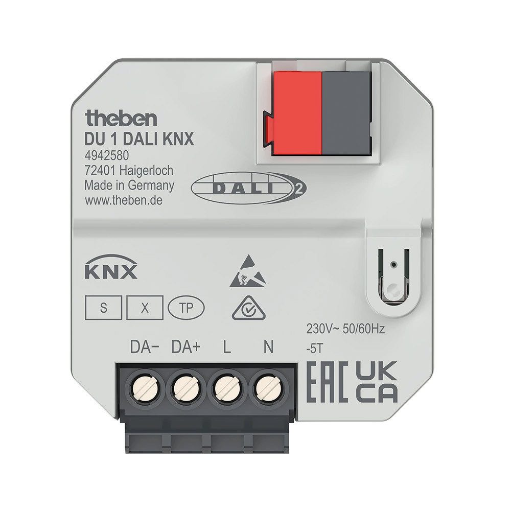 theben DU 1 DALI KNX Smart-Home-Steuerelement, 1-fach DALI-2 Aktor, Unterputz, KNX Schnittstelle, Lichtsteuerung