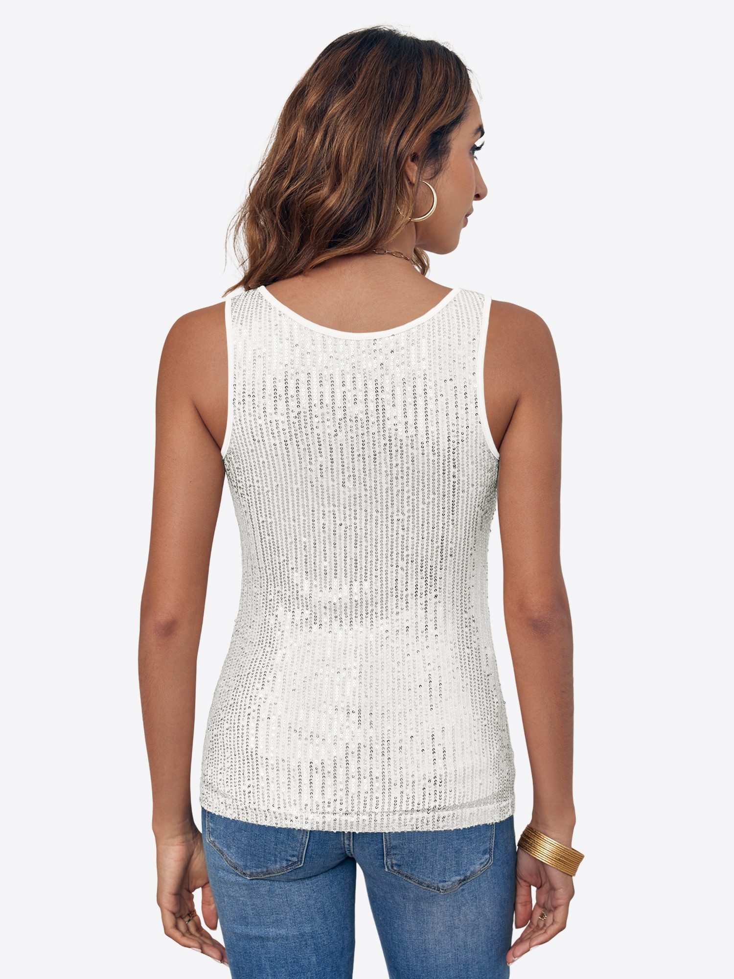 Imily Bela Trägertop Damen Tragende Weste mit Pailletten (Packung, 1-tlg., 1per-Pack) in Unifarbe