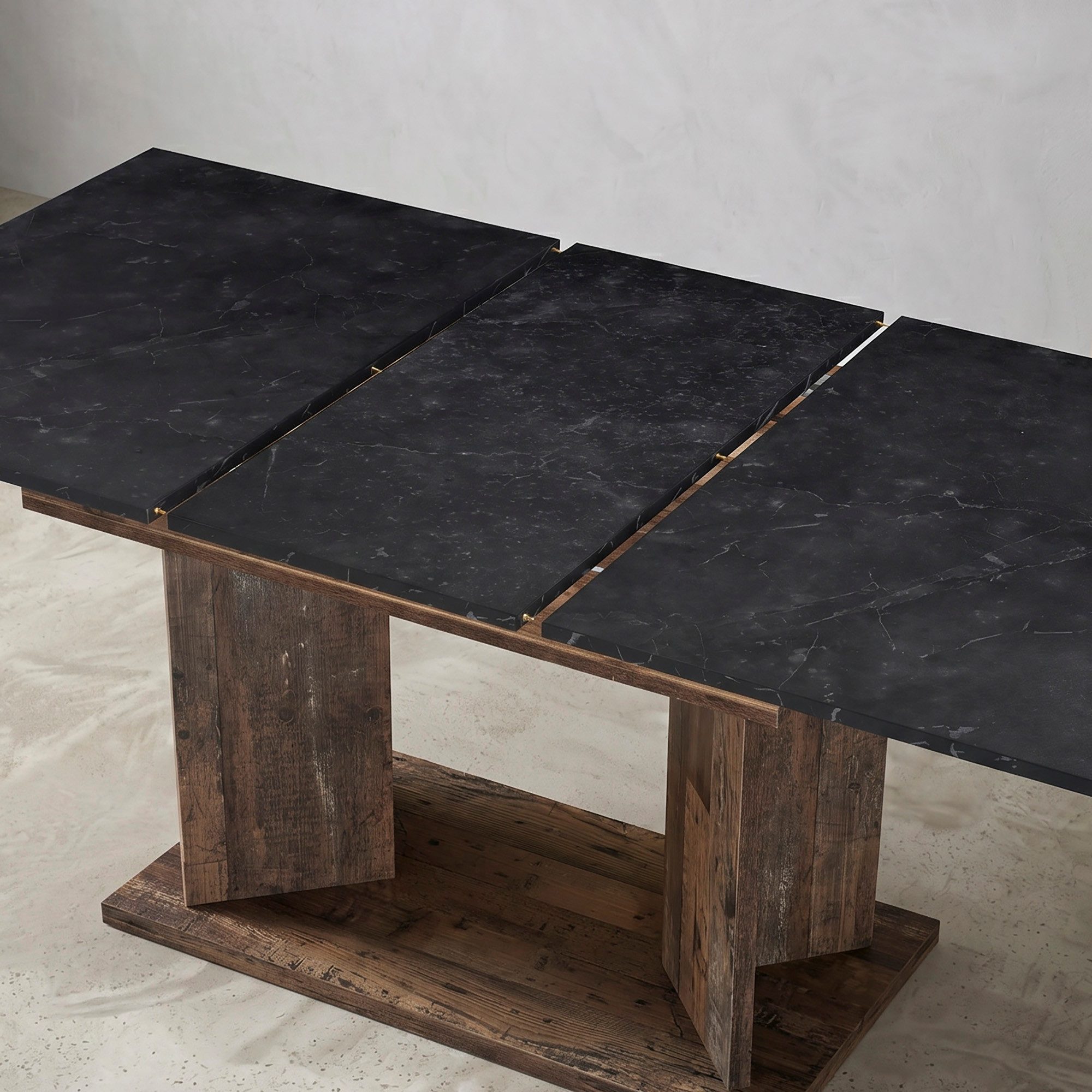B&D home Essgruppe Essgruppe Vivian & Theo, (Set, 5-tlg., 1 Tisch / 4 Stühle), Esstisch ausziehbar bis 160cm für 4-6 Personen, Stühle in Microfaser