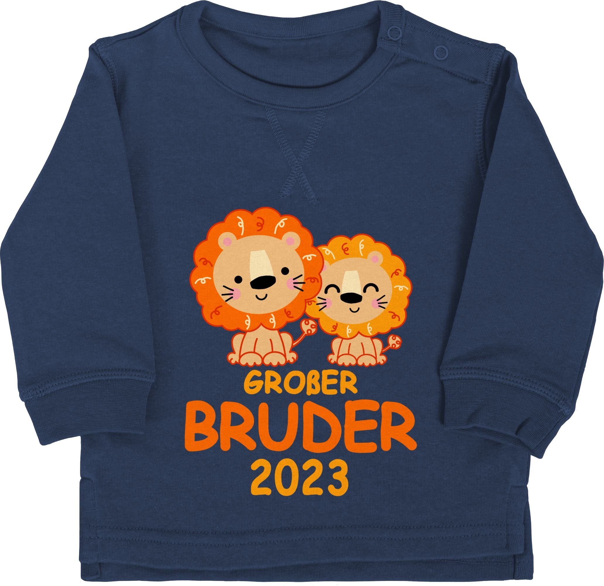 Shirtracer Sweatshirt Großer Bruder 2023 mit Löwen Großer Bruder 1 Navy Blau