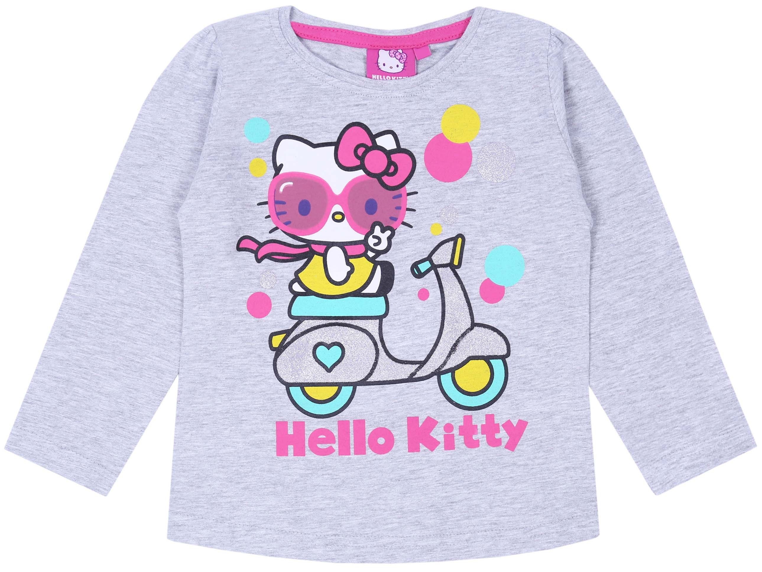Langarmbluse Graue Mädchenbluse/Langarmshirt aus Melangestoff Hello Kitty 6 Jahre
