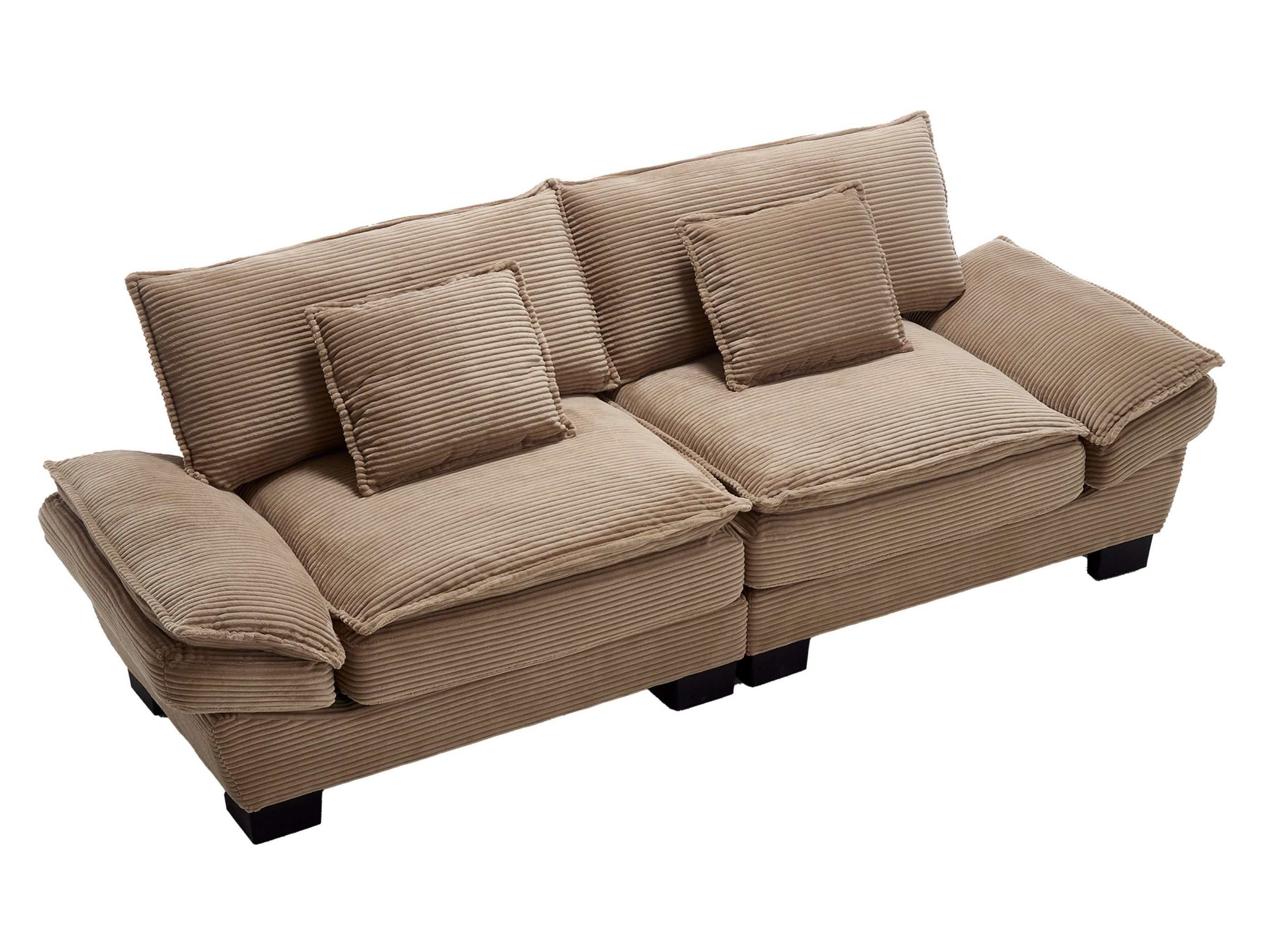 SeedWave Sofa mit Samtbezug, 2-Sitzer, Streifendesign, 56 cm Sitztiefe, 2 Kissen, 20 cm dicke Polster, abnehmbare Armlehnenkissen, 125 kg pro Sitz