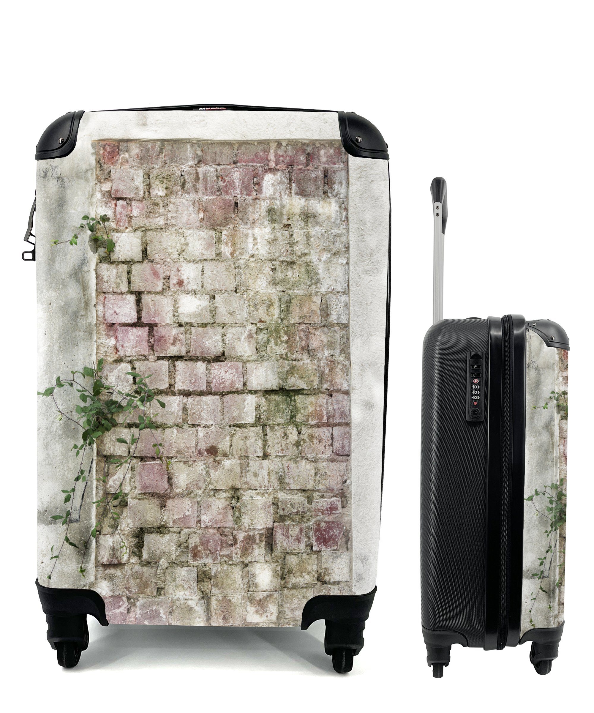 MuchoWow Handgepäckkoffer Eine Hedera, die an einer Ziegelmauer wächst, 4 Rollen, Reisetasche mit rollen, Handgepäck für Ferien, Trolley, Reisekoffer