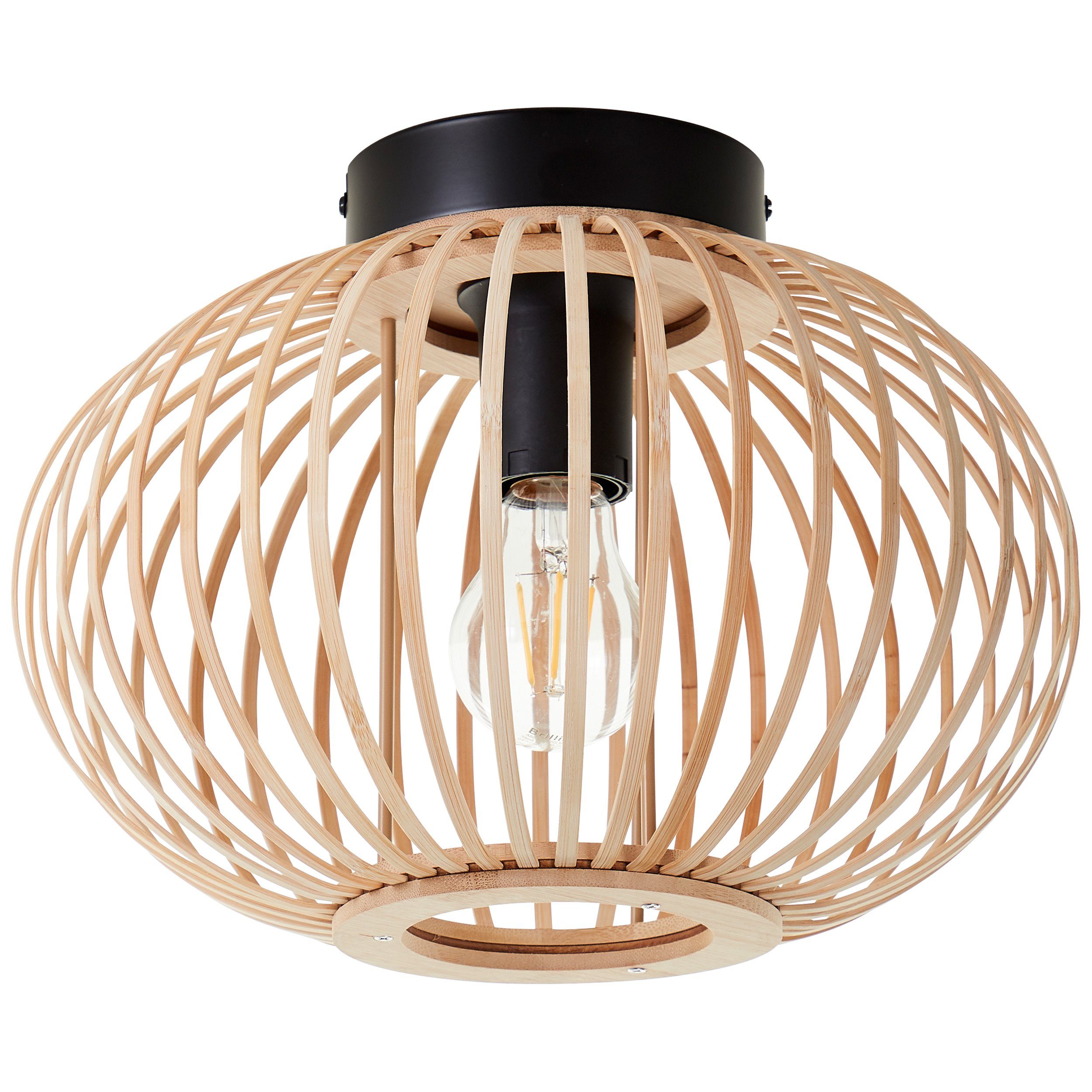 Lightbox Deckenleuchte, ohne Leuchtmittel, Deckenlampe, 30 cm, E27,  Bambus/Metall, natur/schwarz | Deckenlampen
