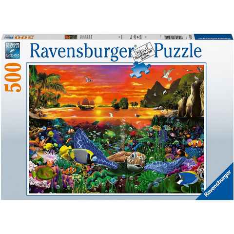 Ravensburger Puzzle Schildkröte im Riff, 500 Puzzleteile, Made in Germany, FSC® - schützt Wald - weltweit