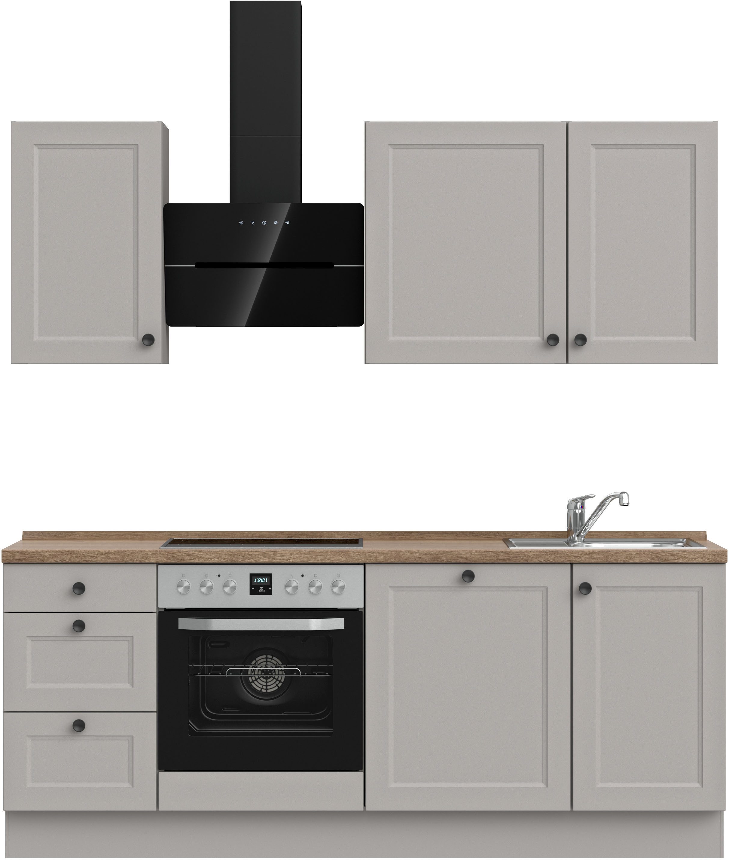 nobilia® Кухниzeile "Cascada II", vormontiert, Breite 210 cm, Ausrichtung wählbar, wahlw. mit E-Geräten
