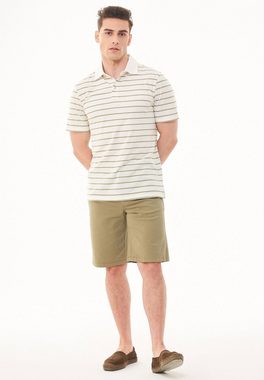 ORGANICATION Poloshirt Men's Striped Polo T-shirt in Off White/Olive