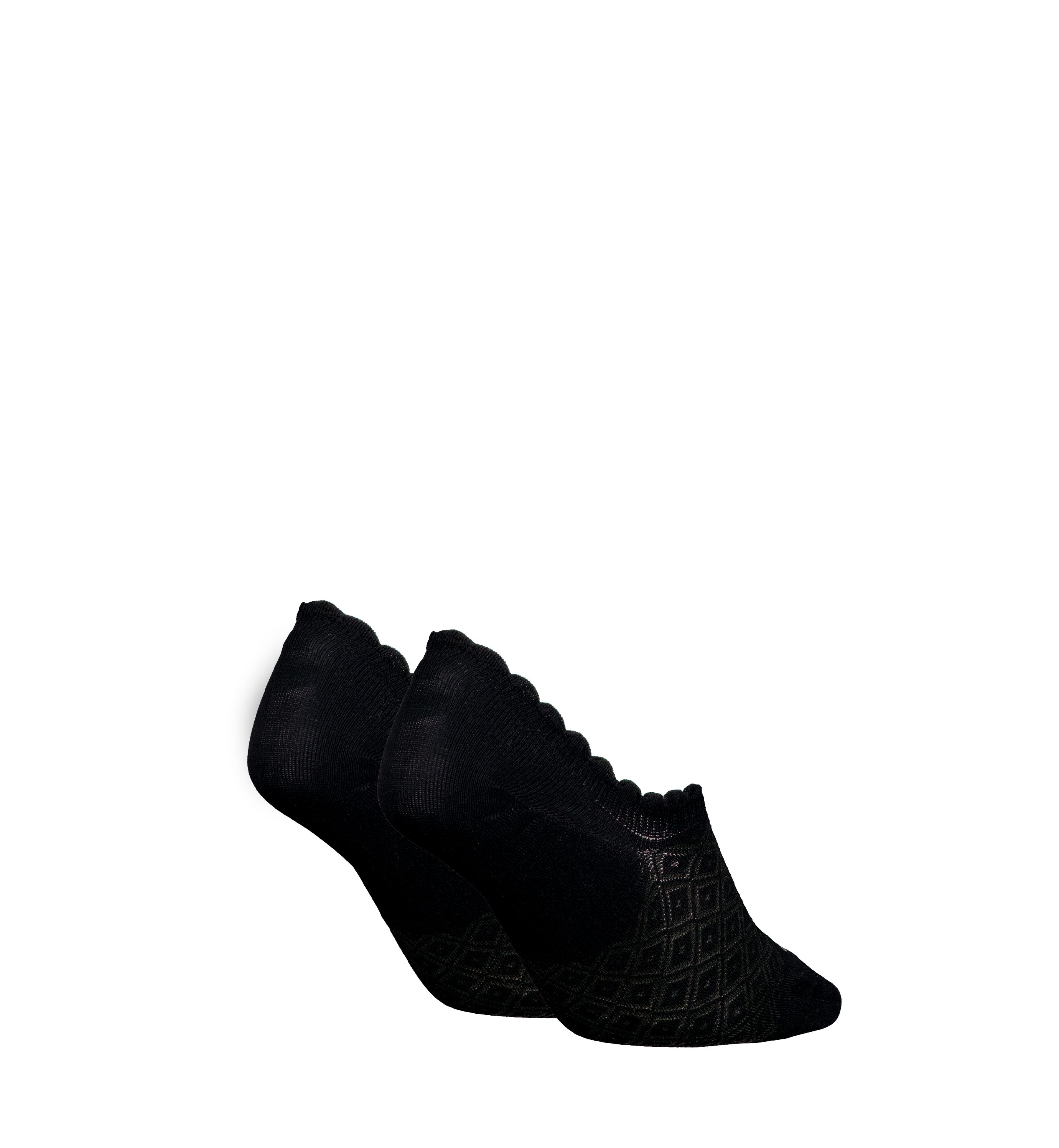 Calvin Klein Jeans Füßlinge CK WOMEN FOOTIE HIGH CUT 2P DIAMOND (2 Paar) Mit gewelltem Rand und tollem Muster