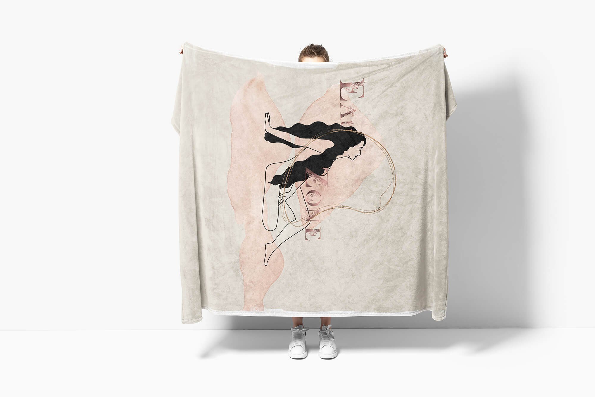 Feminin, Art Handtuch Kuscheldecke Strandhandtuch Motiv Frau (1-St), schöne Kunstvoll Handtuch Handtücher Baumwolle-Polyester-Mix Saunatuch Sinus