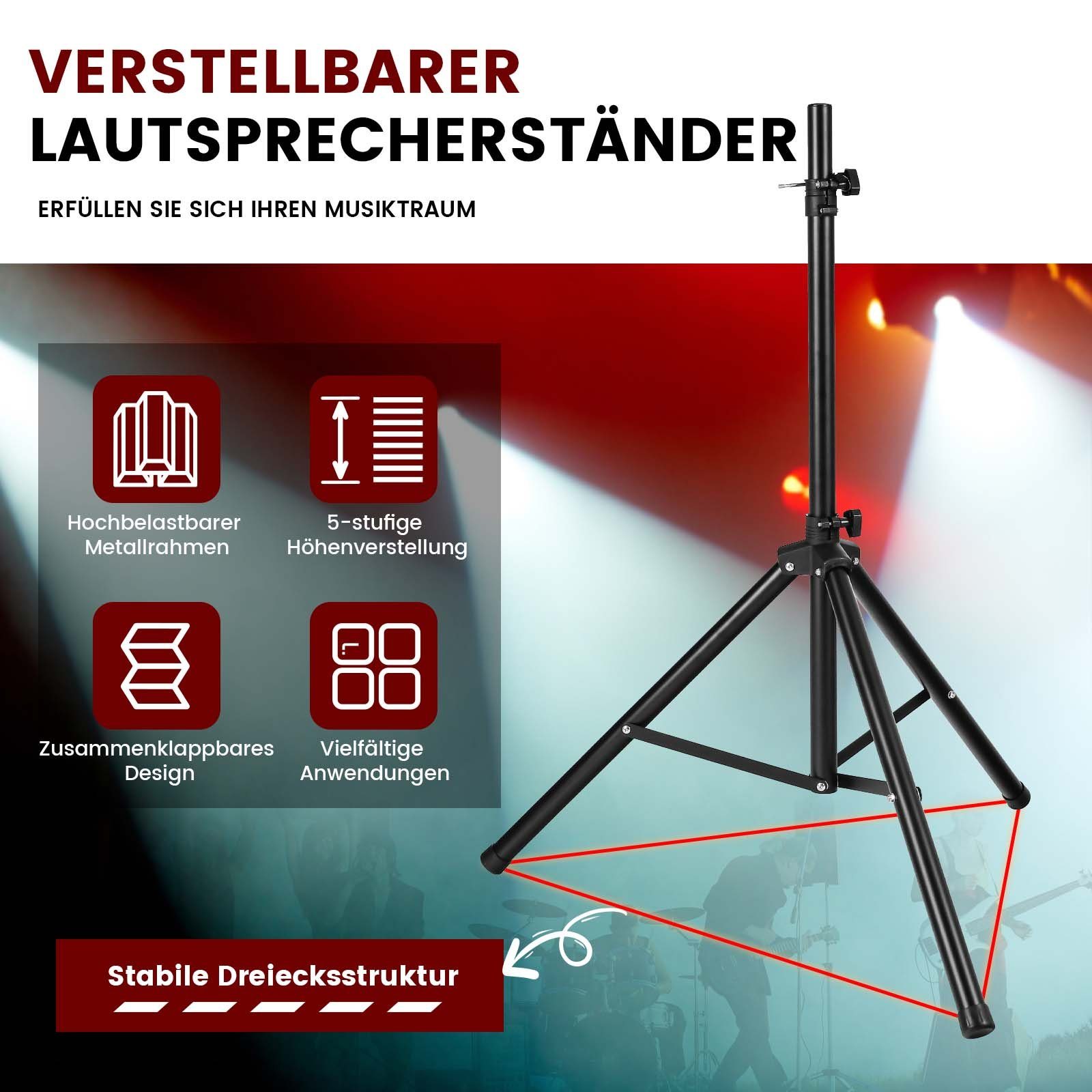COSTWAY Lautsprecherständer, (1-tlg., 97-183cm höhenverstellbar, bis 50kg)