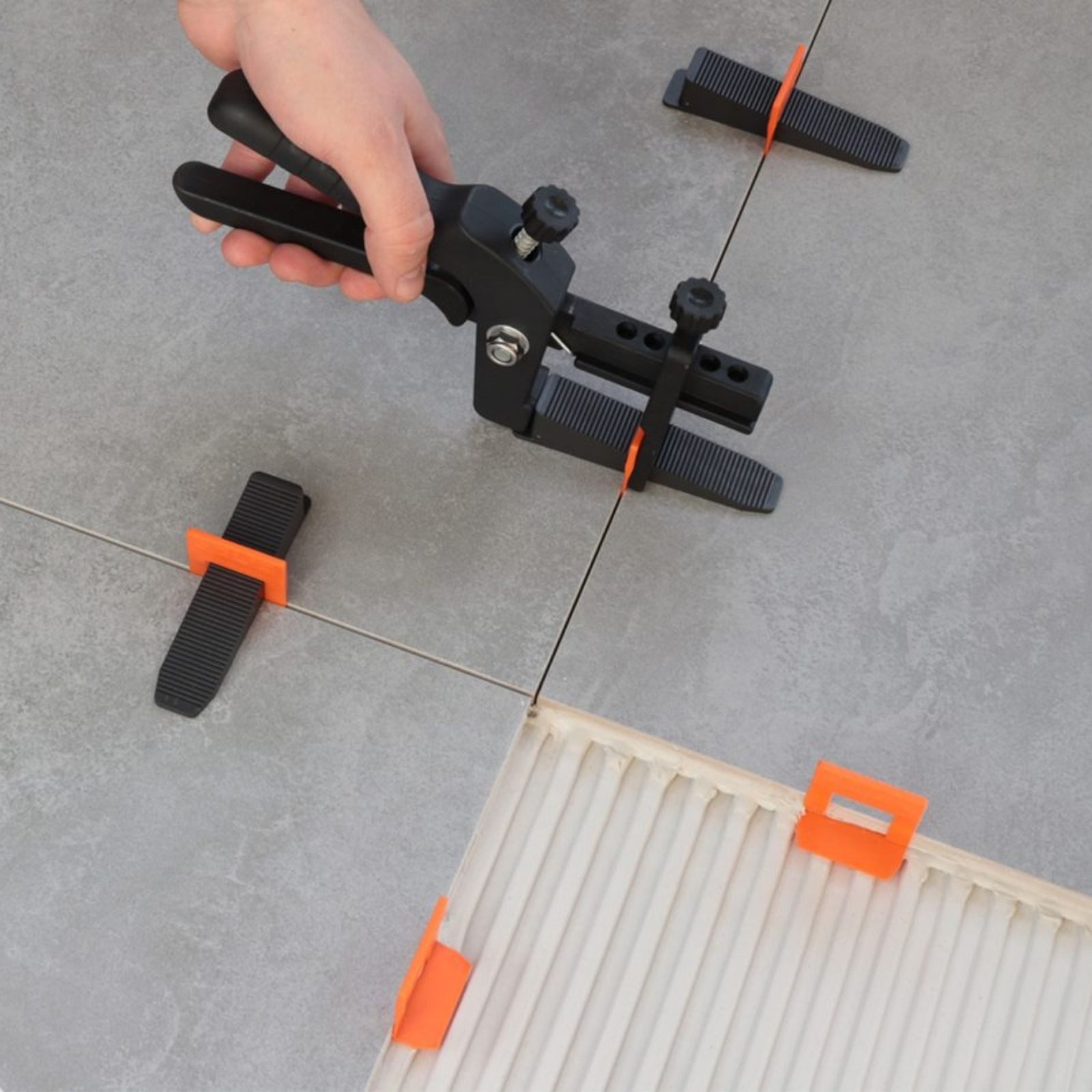 Verlegeset 440 Stück Zuglaschen SOLID für Fliesen Nivelliersystem (FB=2 mm), standard, Kunststoff, gelb Fliesen Verlegung Nivelliersystem