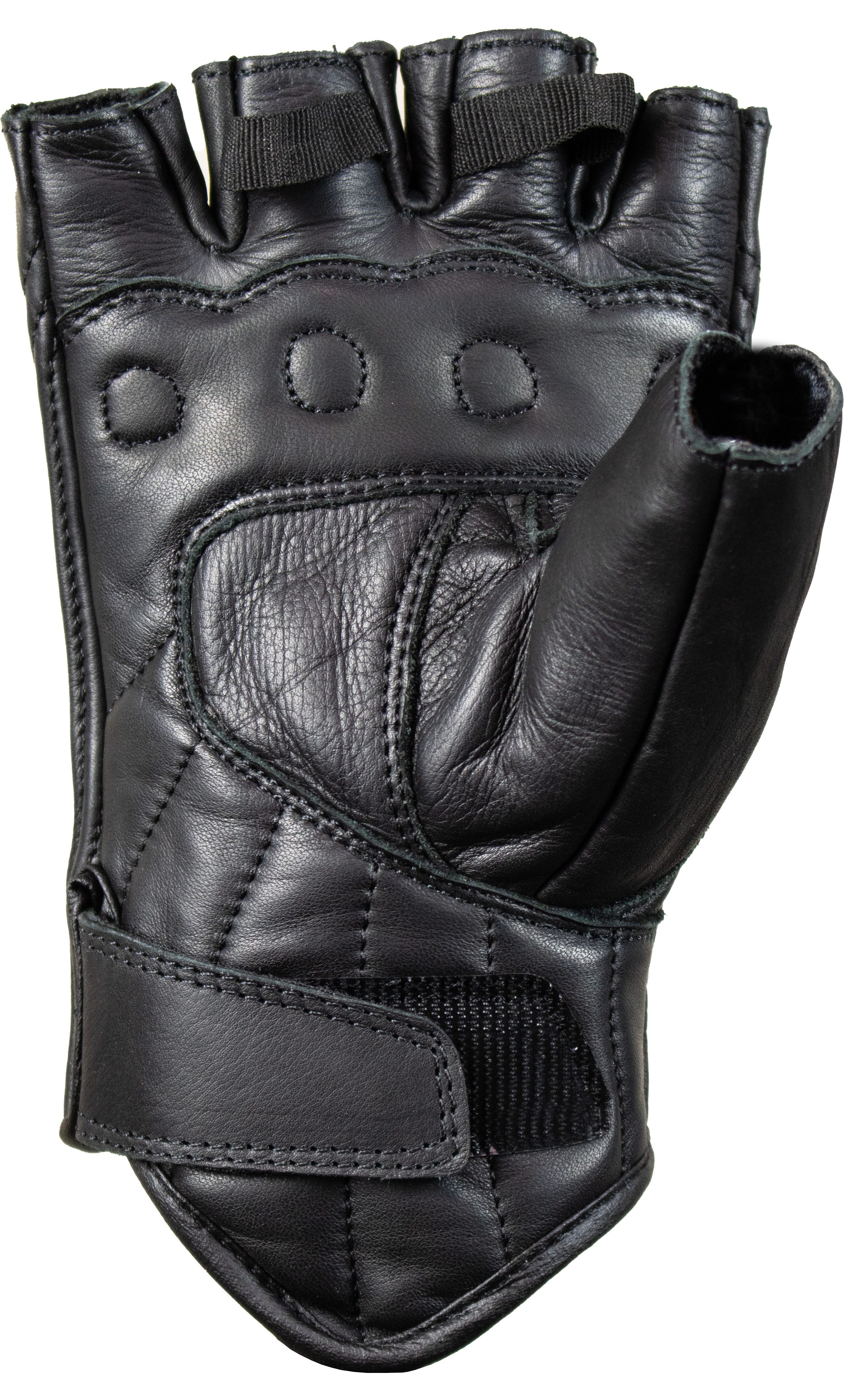 MDM Motorradhandschuhe Motorradhandschuhe Chopper fingerlose Motorrad Handschuhe Rindsleder (1 Paar fingerlose Motorradhandschuhe (links + rechts) Echtes, robustes Rindsleder mit hoher Abriebfestigkeit