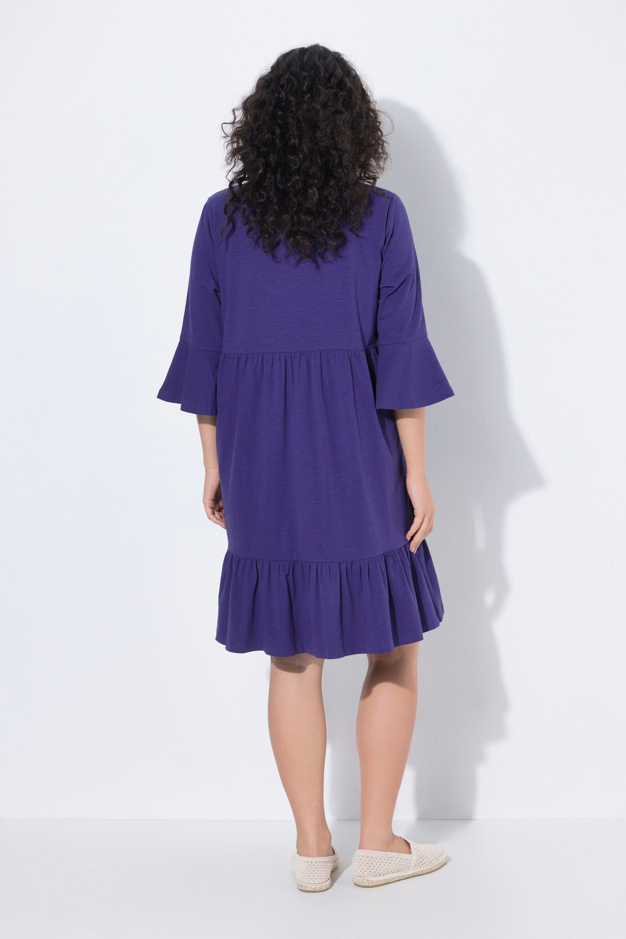 Ulla Popken Jerseykleid Jerseykleid A-Linie Tunika-Ausschnitt 3/4-Arm