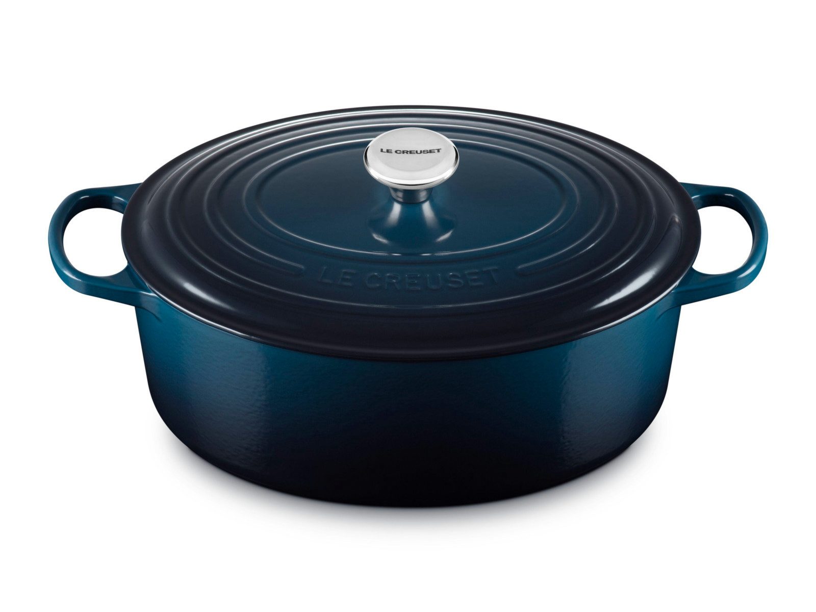 LE CREUSET Bräter Bräter Signature oval nuit 33cm, Emailliertes Gusseisen