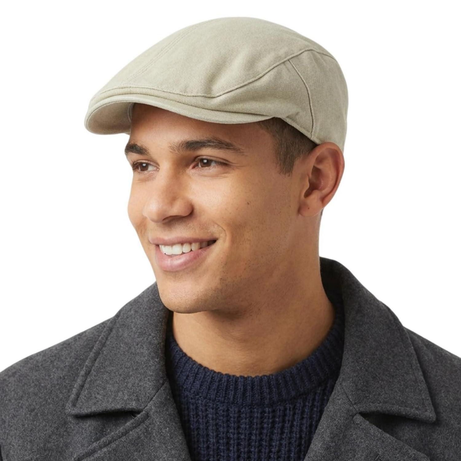 Schiebermütze Schiebermütze Herren Flatcap Baumwolle Gatsby Ivy Einheitsgröße Beige