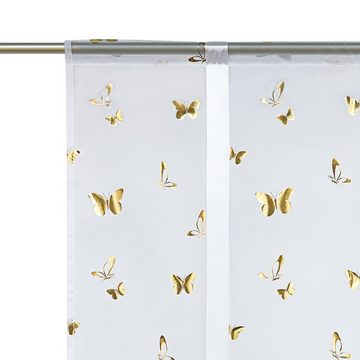 Raffrollo, Joyswahl, mit Stangendurchzug, Schmetterling silberner Foliendruck