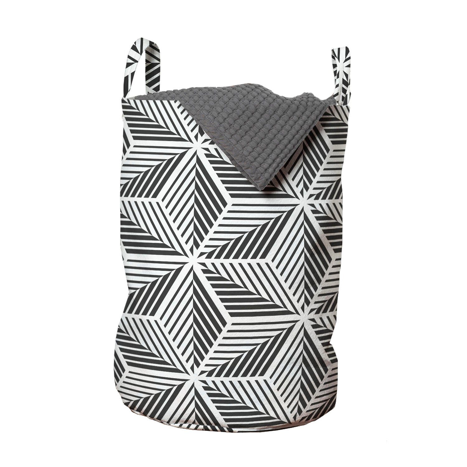 Abakuhaus Wäschesäckchen Wäschekorb mit Griffen Kordelzugverschluss für Waschsalons, Abstrakt Dreiecksformen Stripes