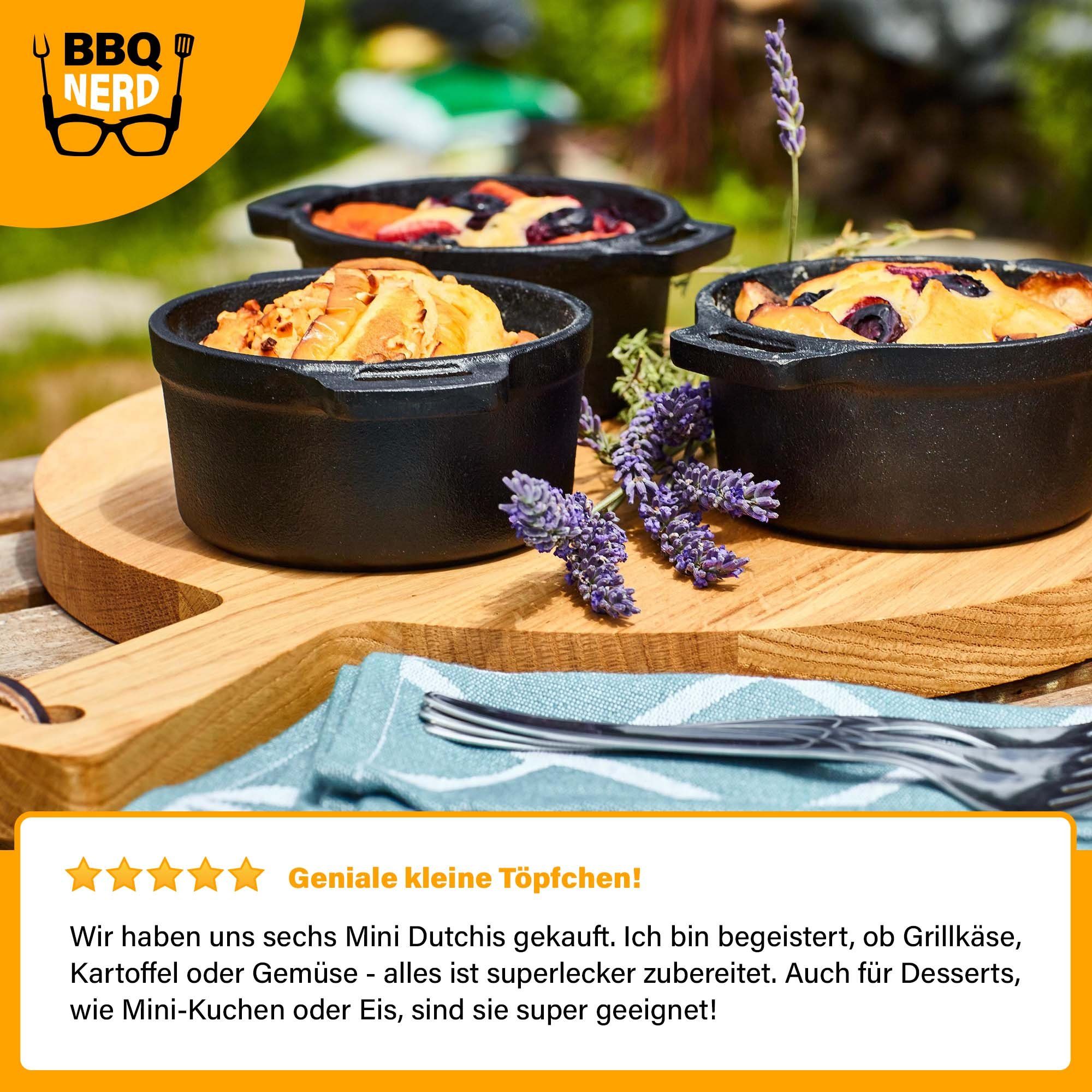 BBQ Nerd Schmortopf Mini Dutch Oven, Gusseisentopf 11x5cm