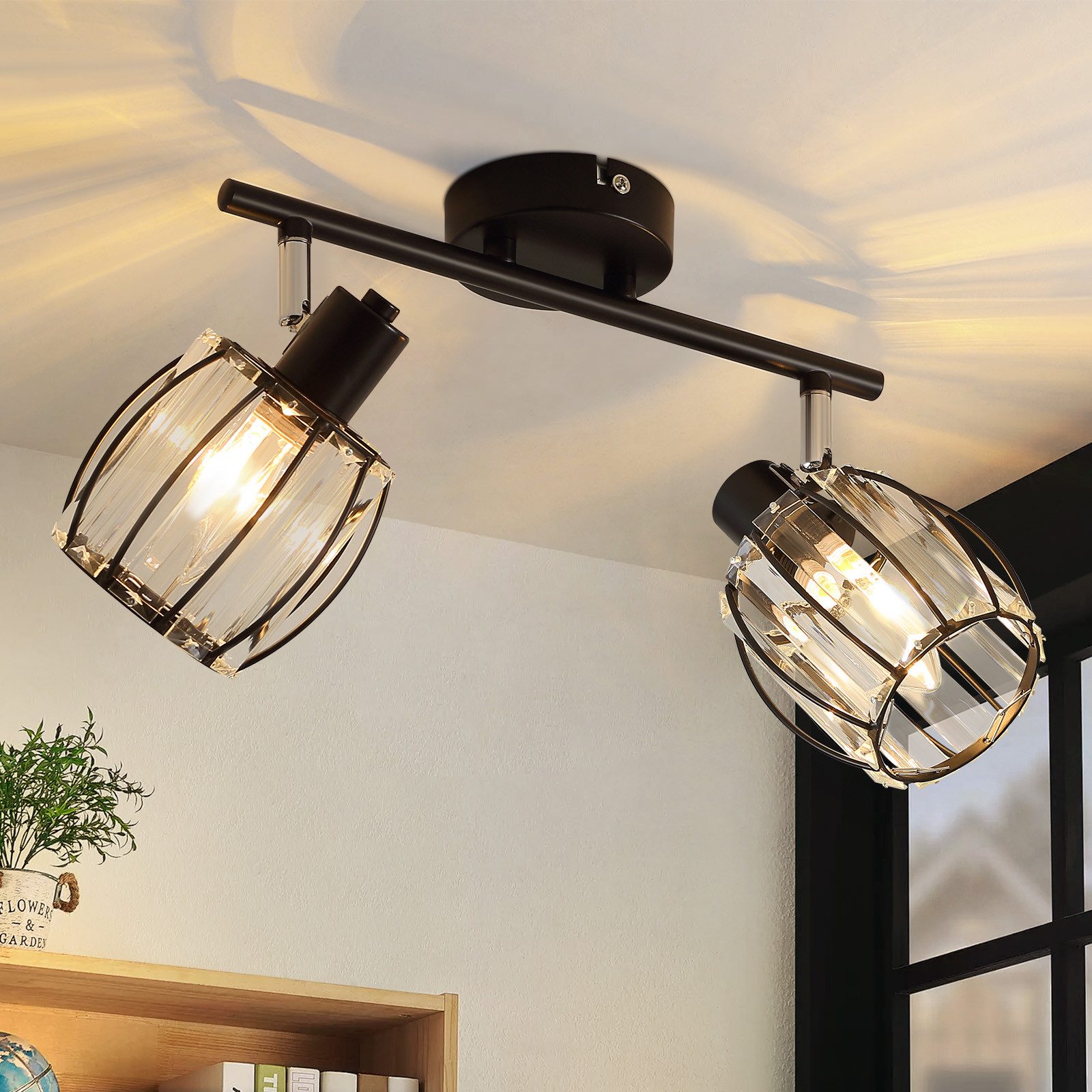 Nettlife Deckenstrahler Kristall Vintage Schwarz E14 Flur 350°Schwenkbar In günstig online kaufen