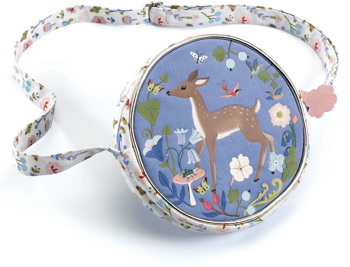 DJECO Handtasche Kleine Tasche Fawn - elegante Kinderhandtasche aus Baumwolle, verstellbarer Schulterriemen