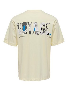 ONLY & SONS T-Shirt Oversized Rundhals PrintT-Shirt Baumwolle ONSGARTH 5062 in Gelb