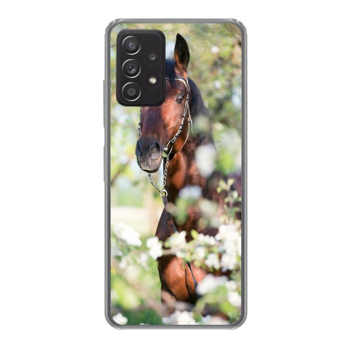 MuchoWow Handyhülle Pferde - Blüte - Frühling - Tiere Handyhülle Telefonhülle Samsung Galaxy A33