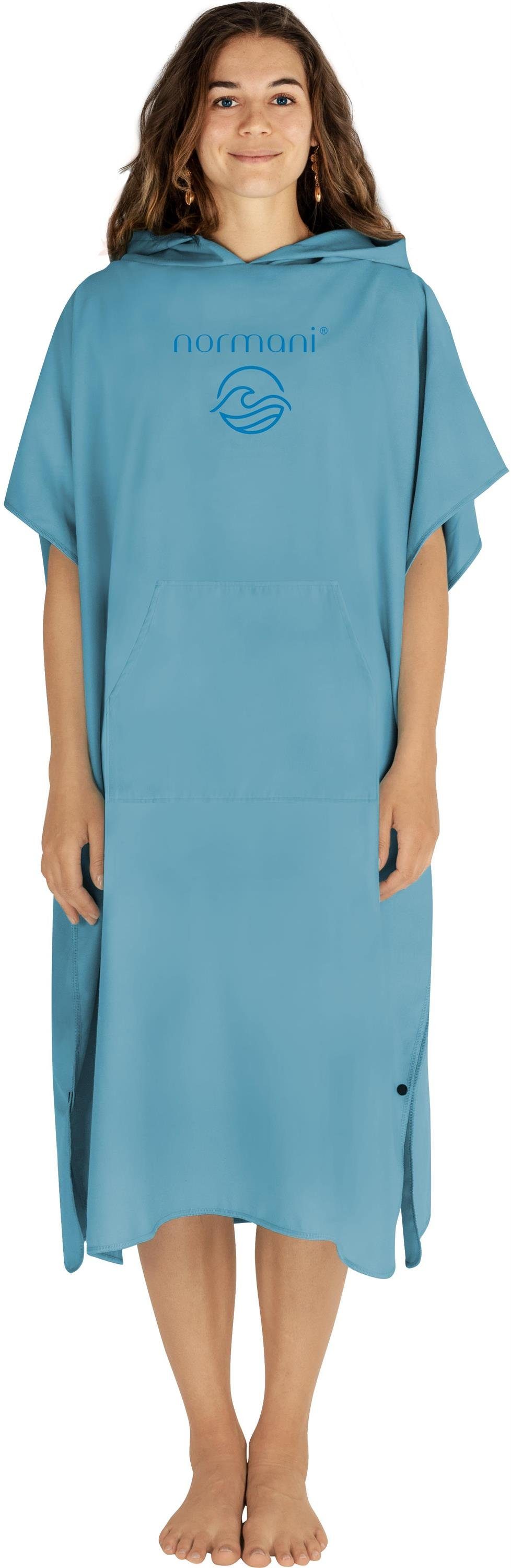 normani Badeponcho Damen Mikrofaser Badeponcho Nosara, Midilänge, Polyester, Kapuze, Schlupf, Surfer Poncho + Badetuch aus recyceltem Material