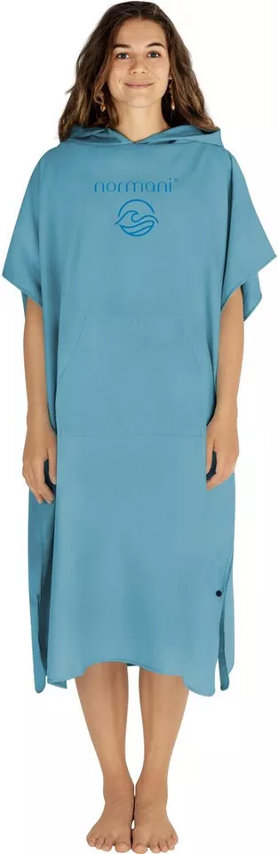 normani Badeponcho Damen Mikrofaser Badeponcho Nosara, Midilänge, Polyester, Kapuze, Schlupf, Surfer Poncho + Badetuch aus recyceltem Material